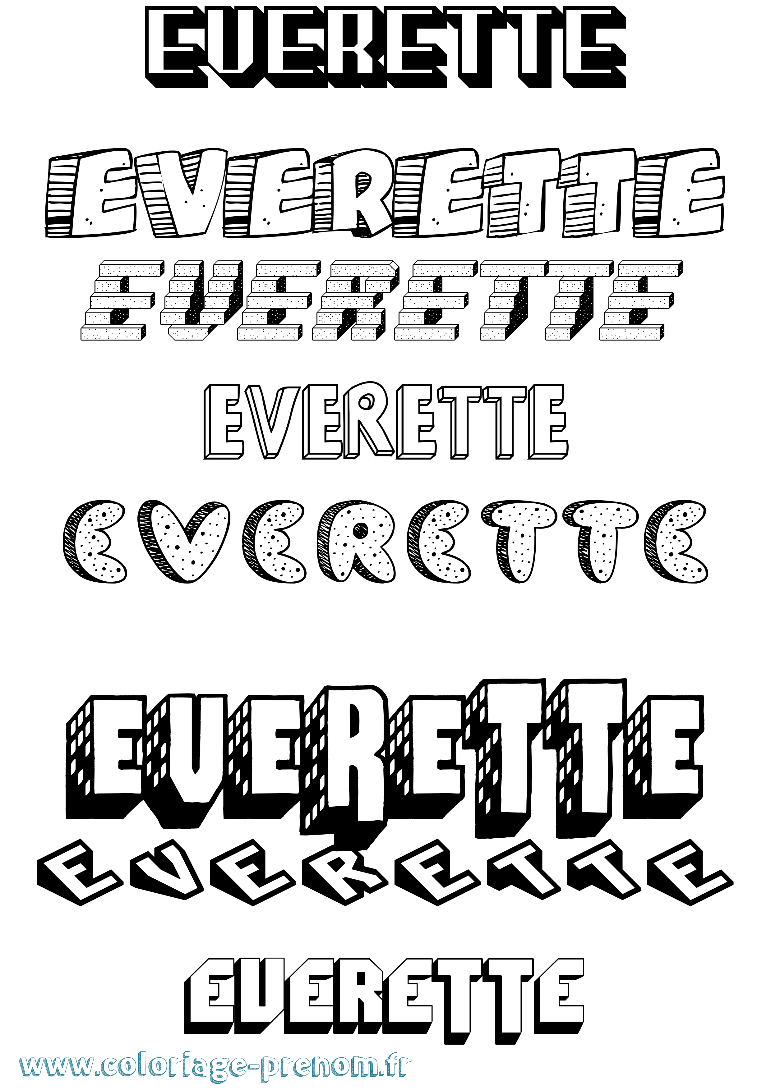 Coloriage Everette Effet 3D Coloriage prénom Everette Effet 3D