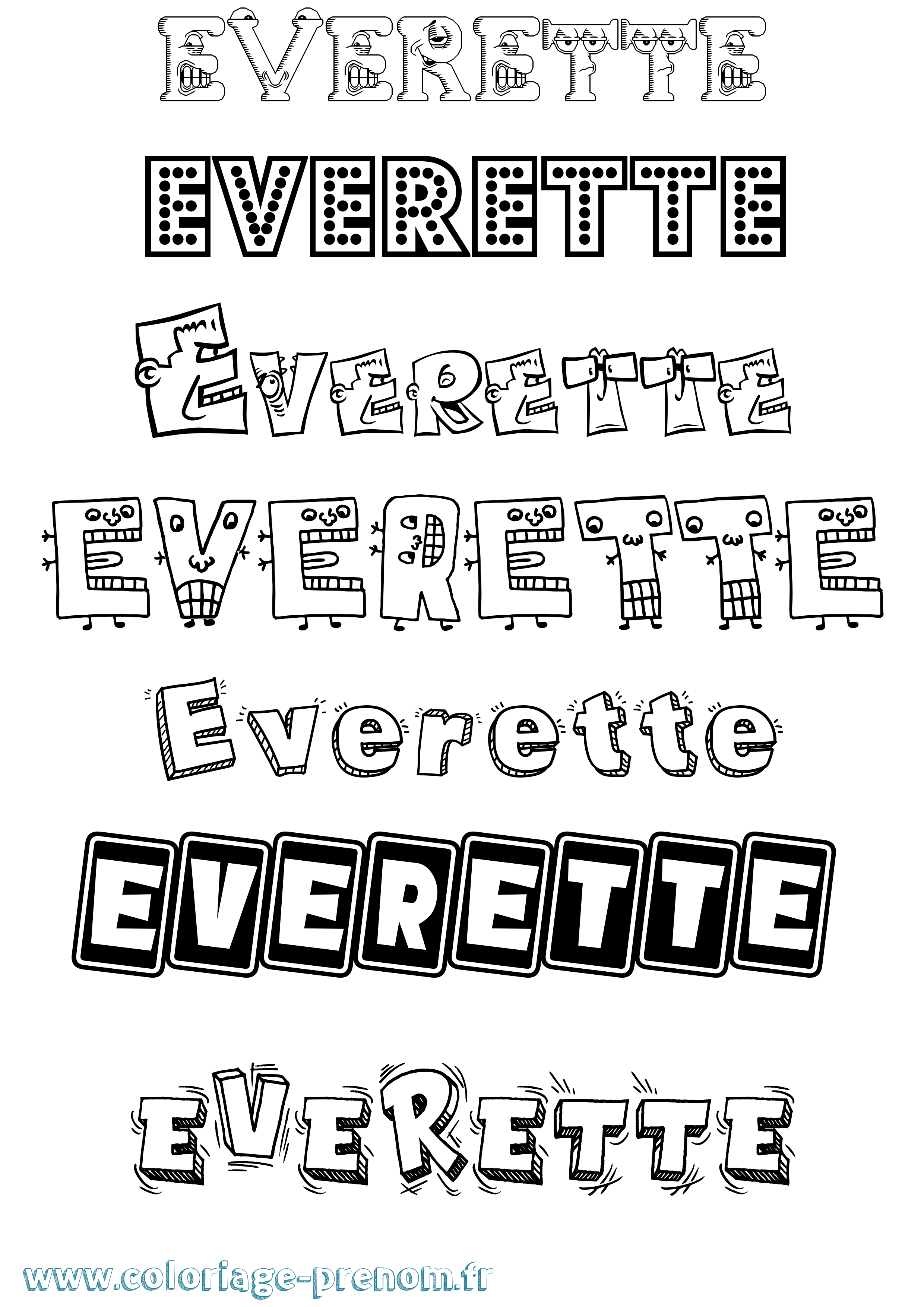 Coloriage Everette Fun Coloriage prénom Everette Fun