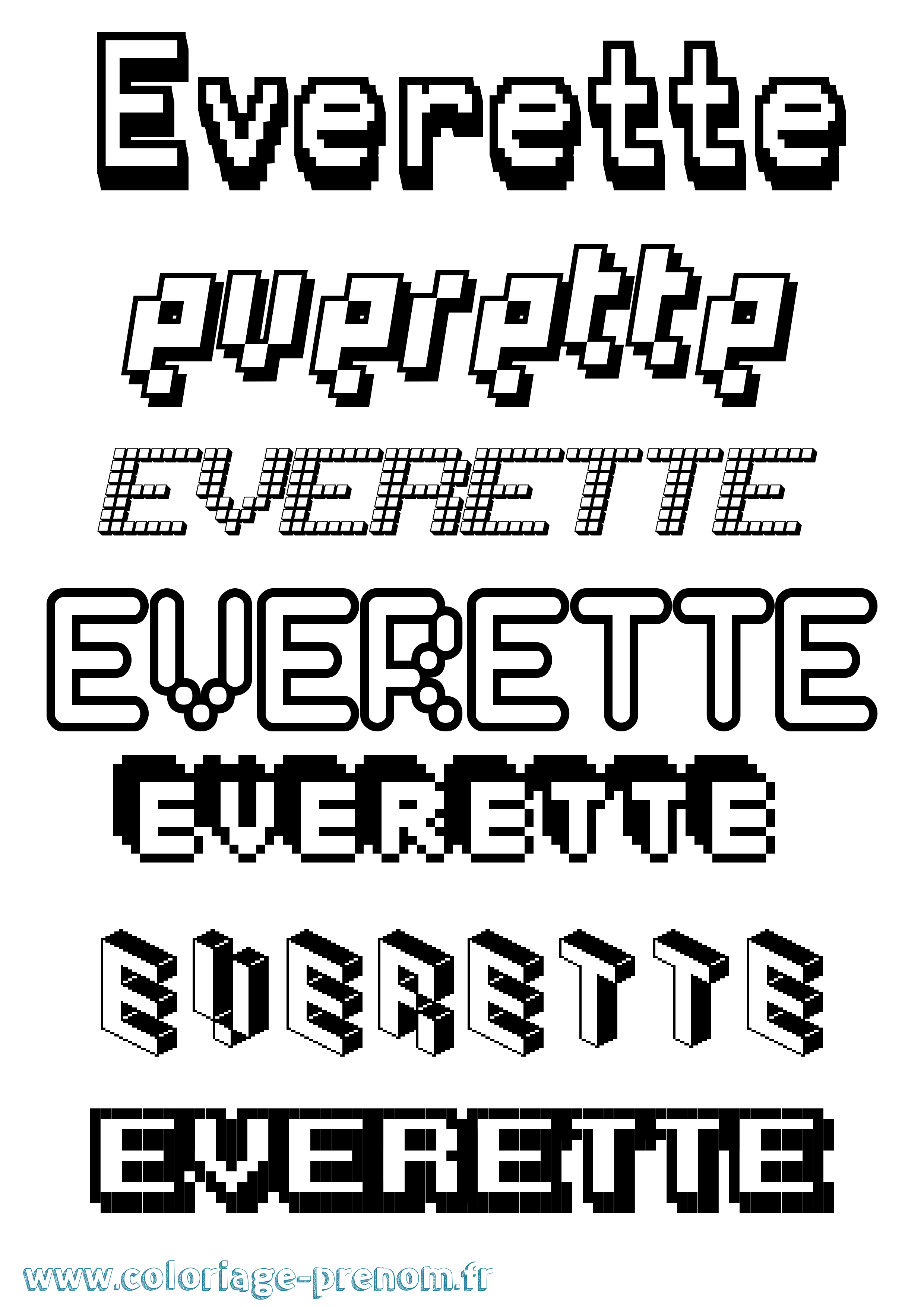 Coloriage Everette Pixel Coloriage prénom Everette Pixel