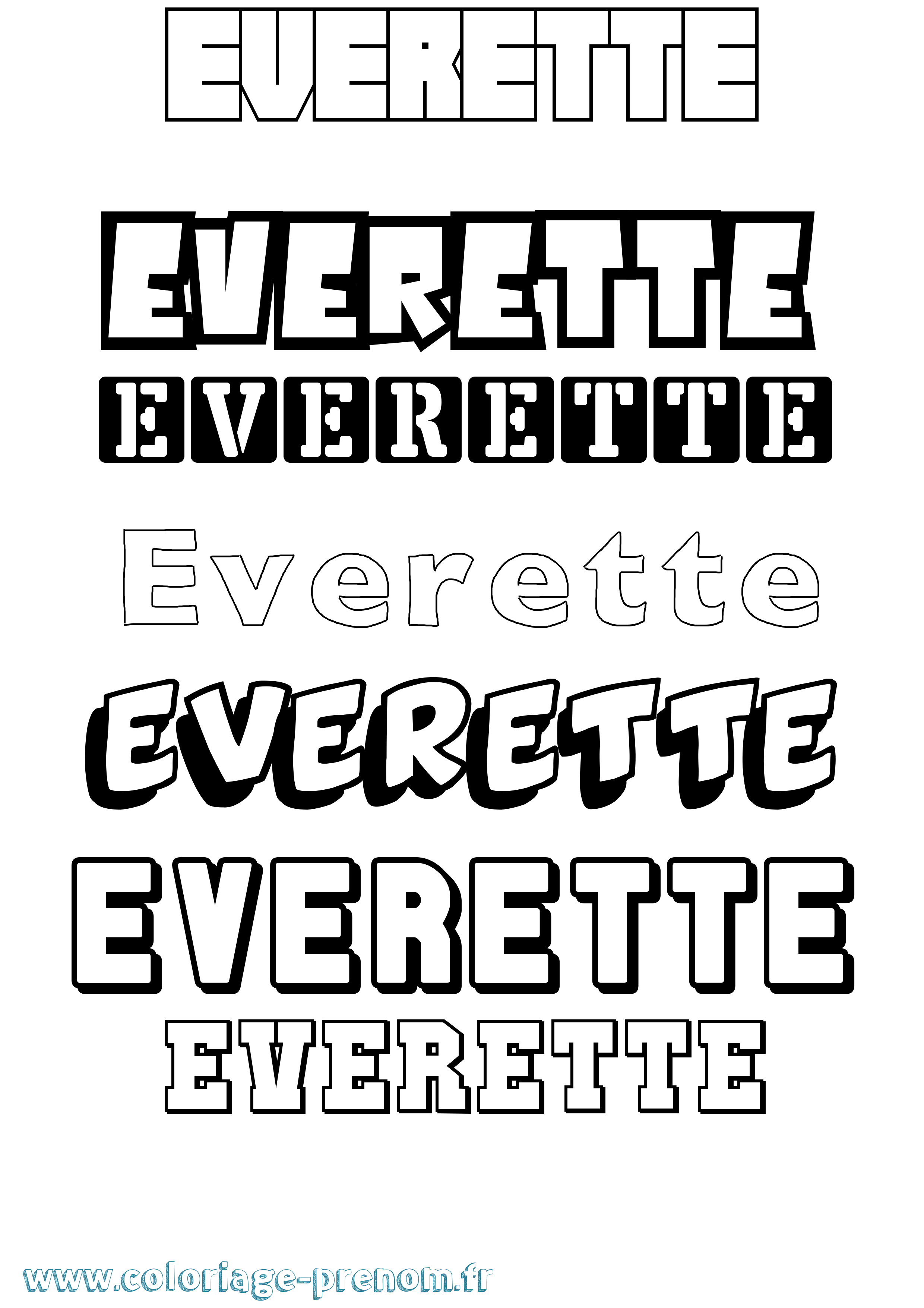 Coloriage Everette Simple Coloriage prénom Everette Simple