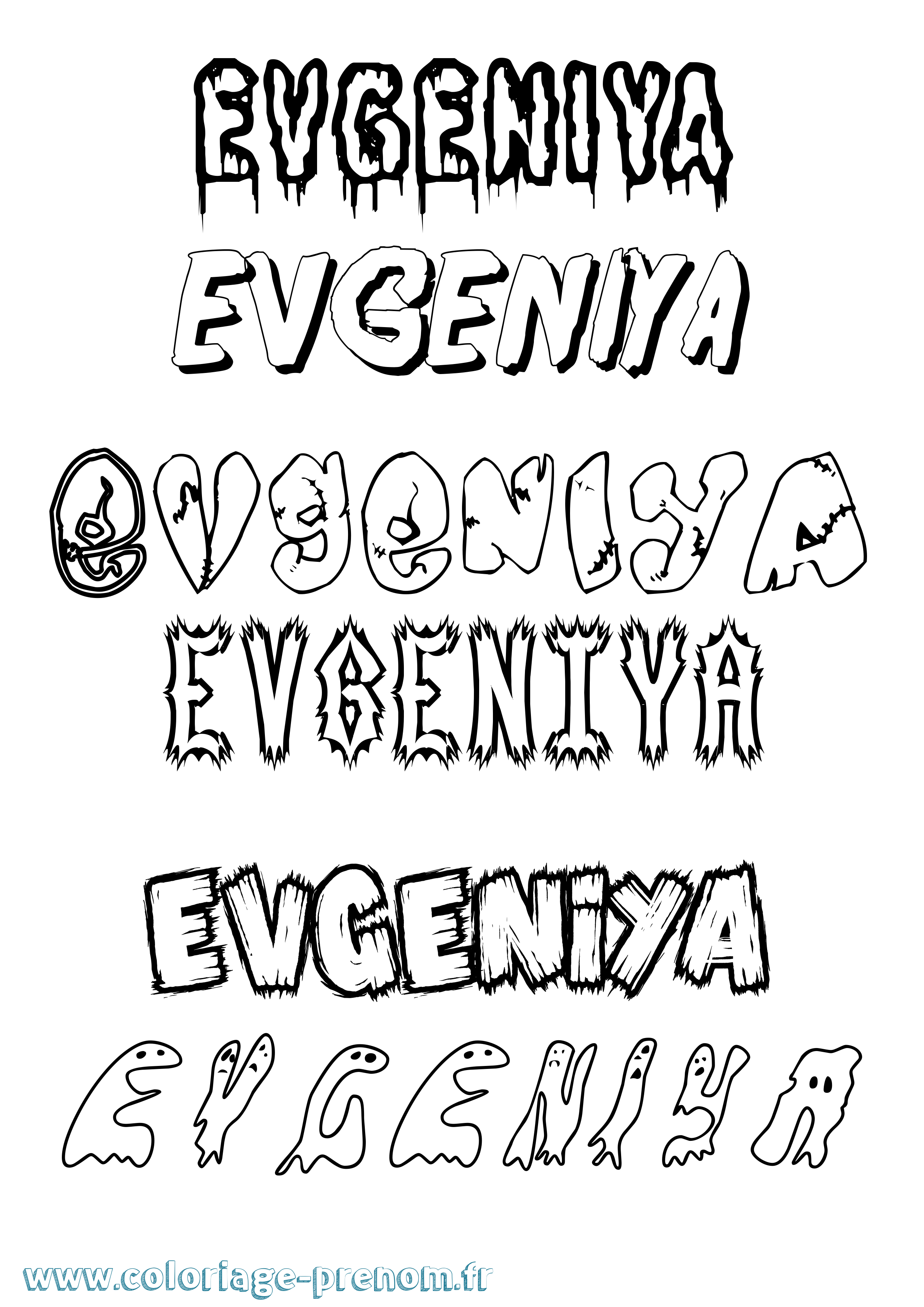 Coloriage Evgeniya Frisson Coloriage prénom Evgeniya Frisson
