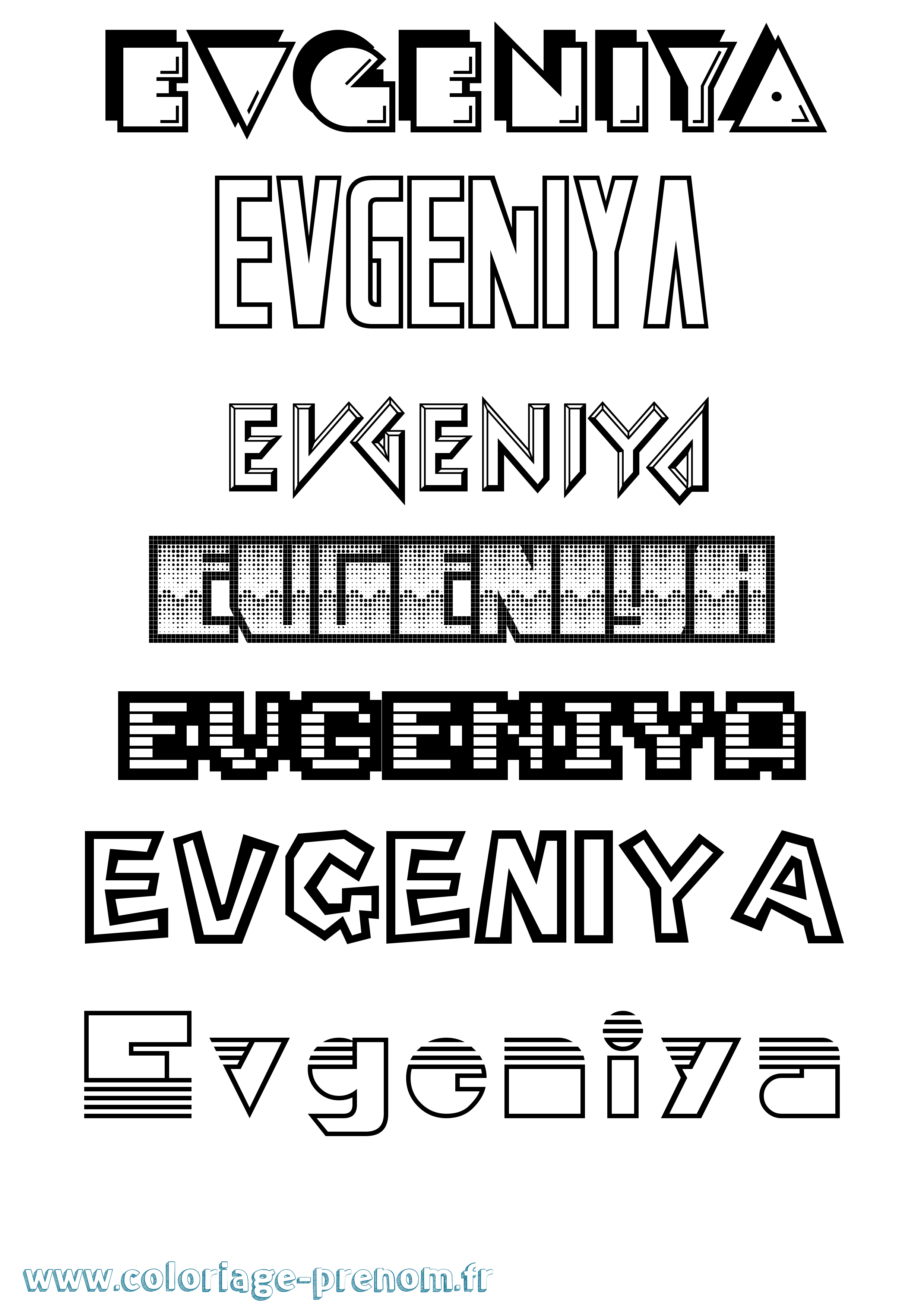 Coloriage Evgeniya Jeux Vidéos Coloriage prénom Evgeniya Jeux Vidéos