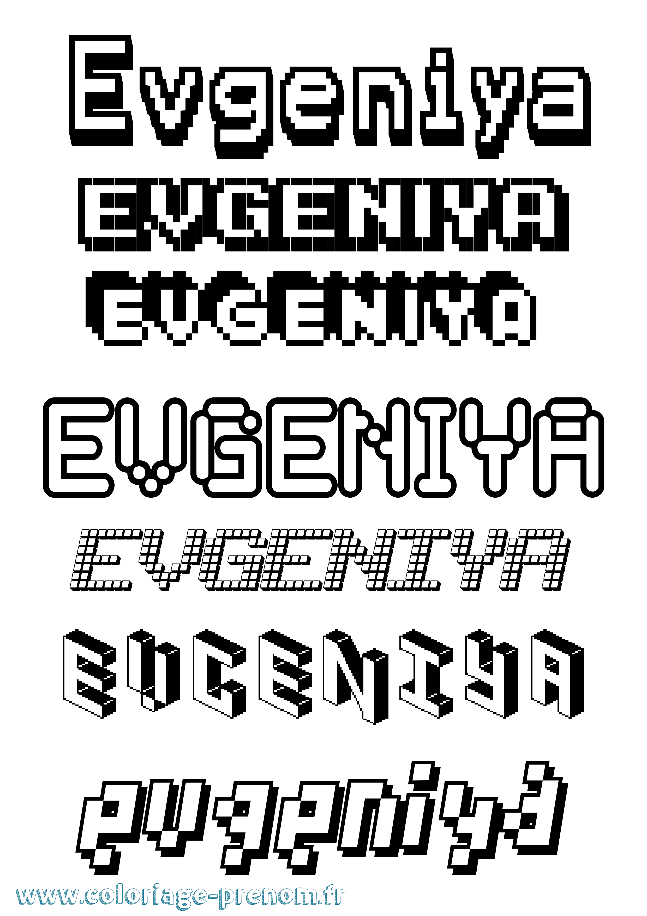 Coloriage Evgeniya Pixel Coloriage prénom Evgeniya Pixel