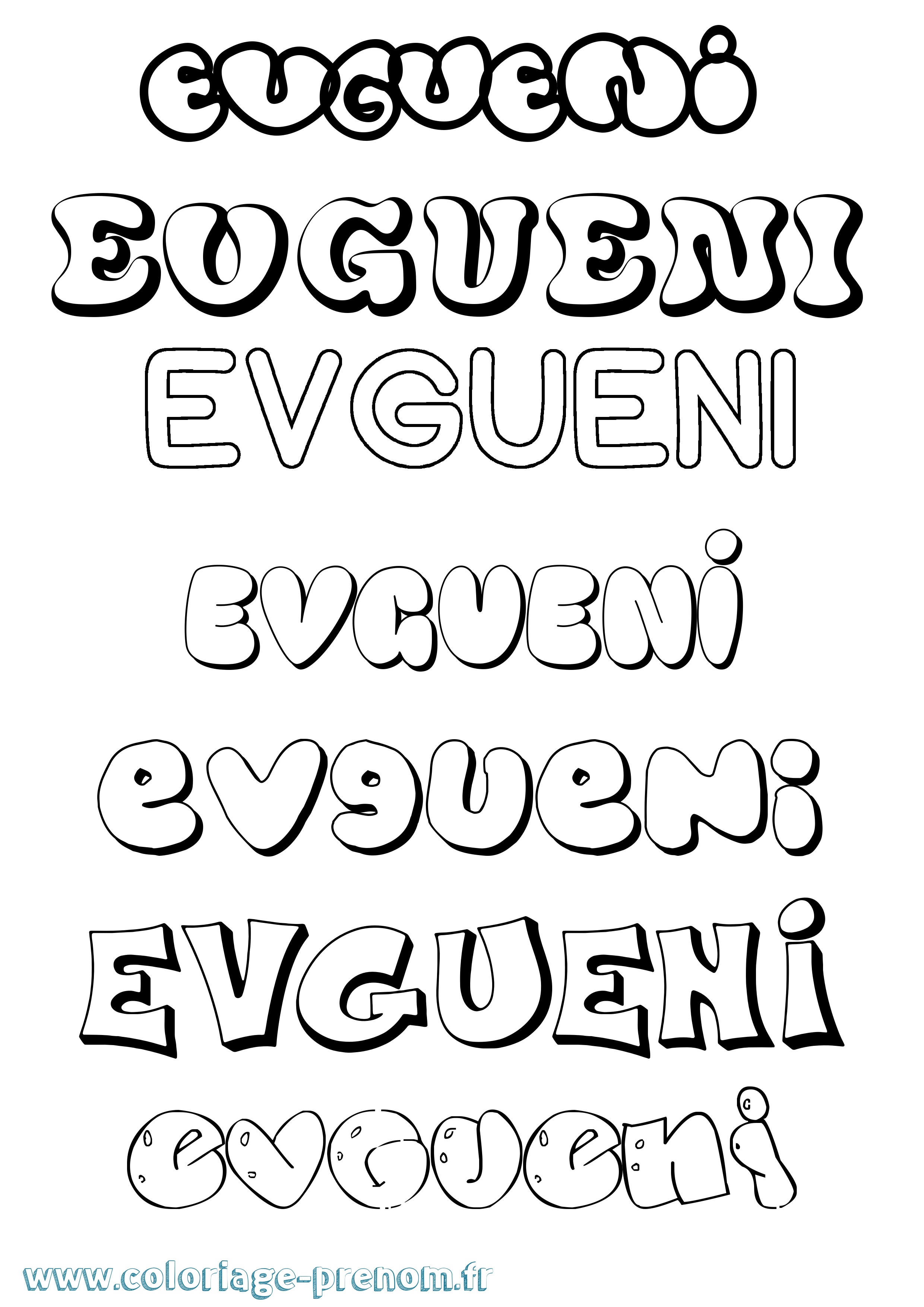 Coloriage Evgueni Bubble Coloriage prénom Evgueni Bubble
