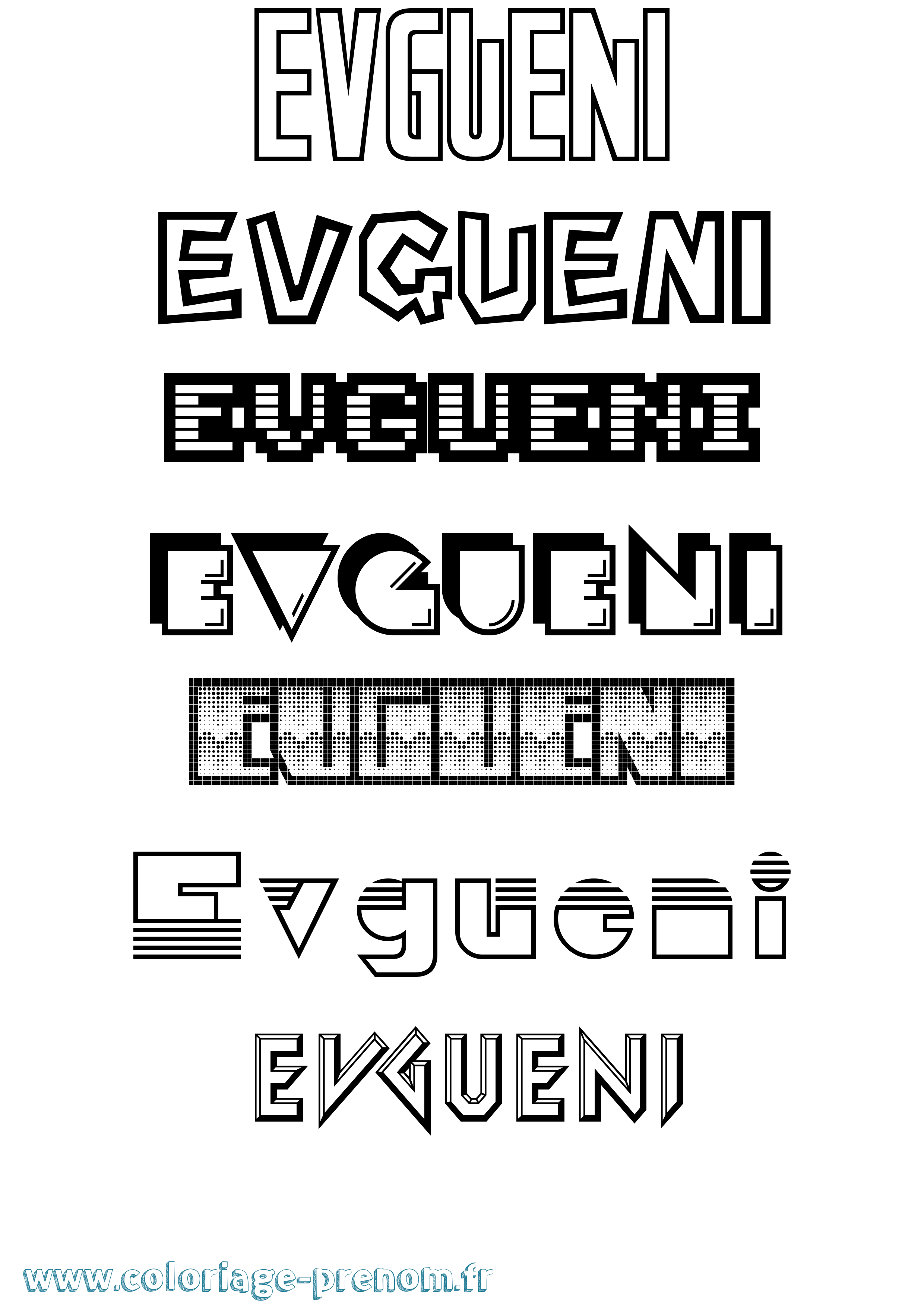 Coloriage Evgueni Jeux Vidéos Coloriage prénom Evgueni Jeux Vidéos