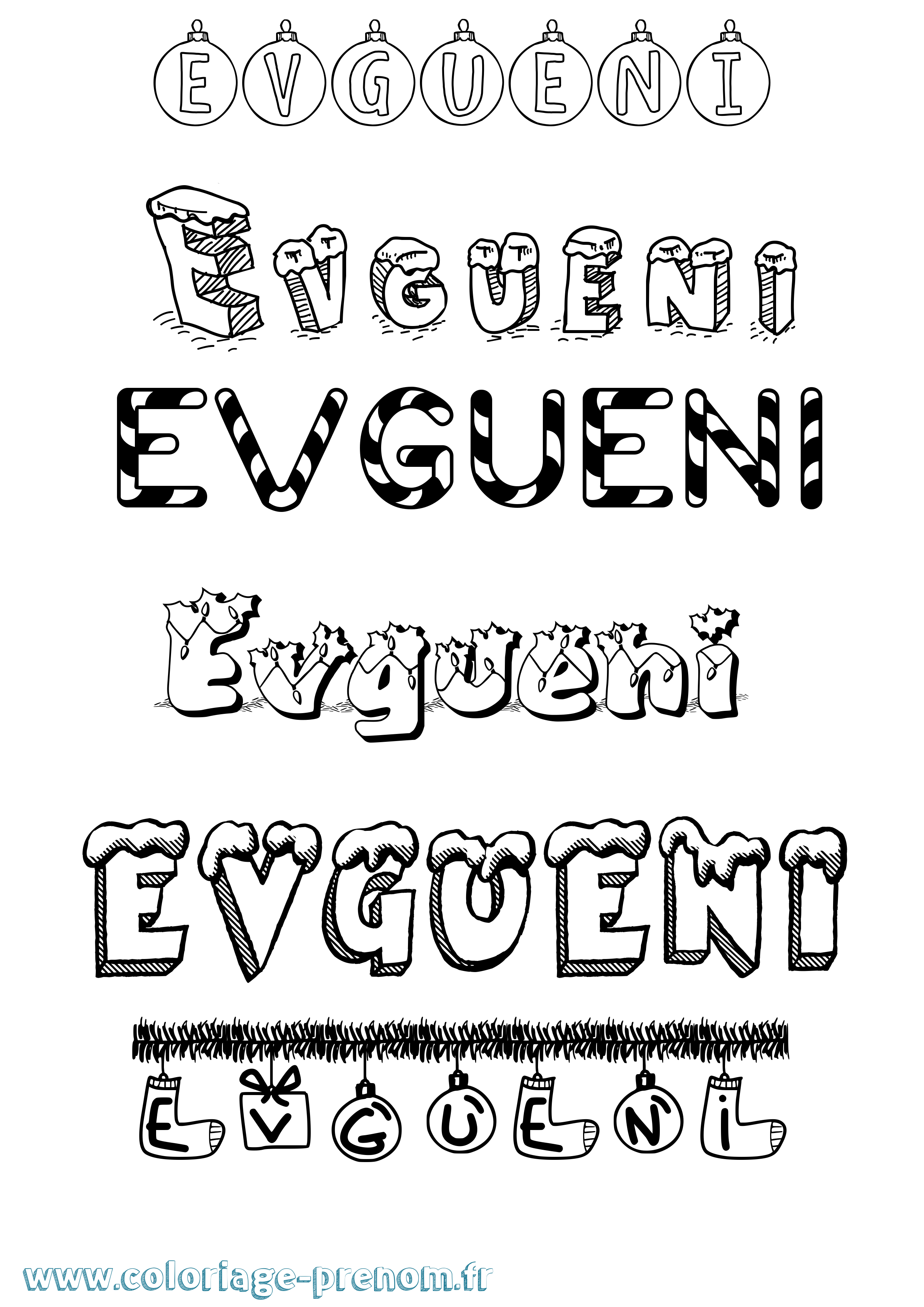 Coloriage Evgueni Noël Coloriage prénom Evgueni Noël