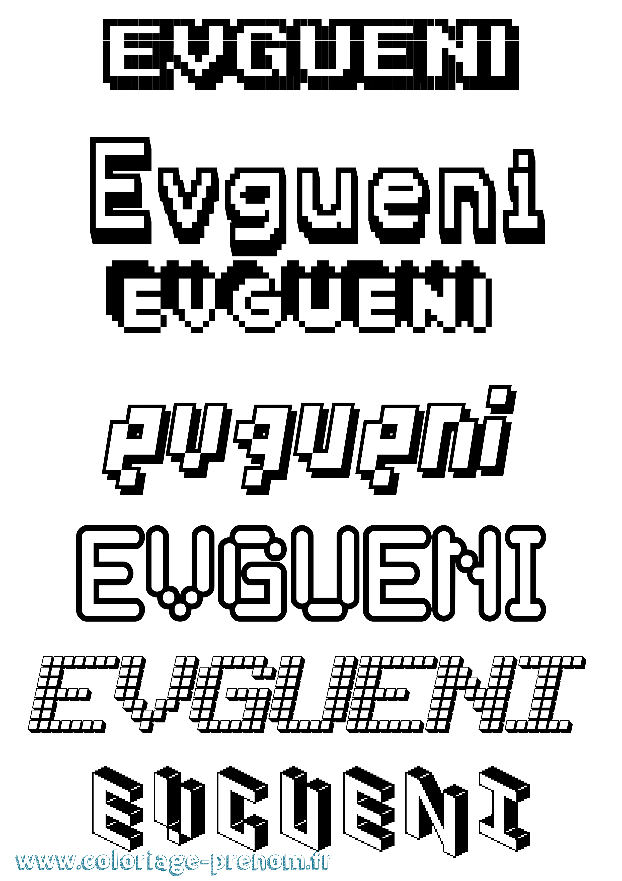 Coloriage Evgueni Pixel Coloriage prénom Evgueni Pixel