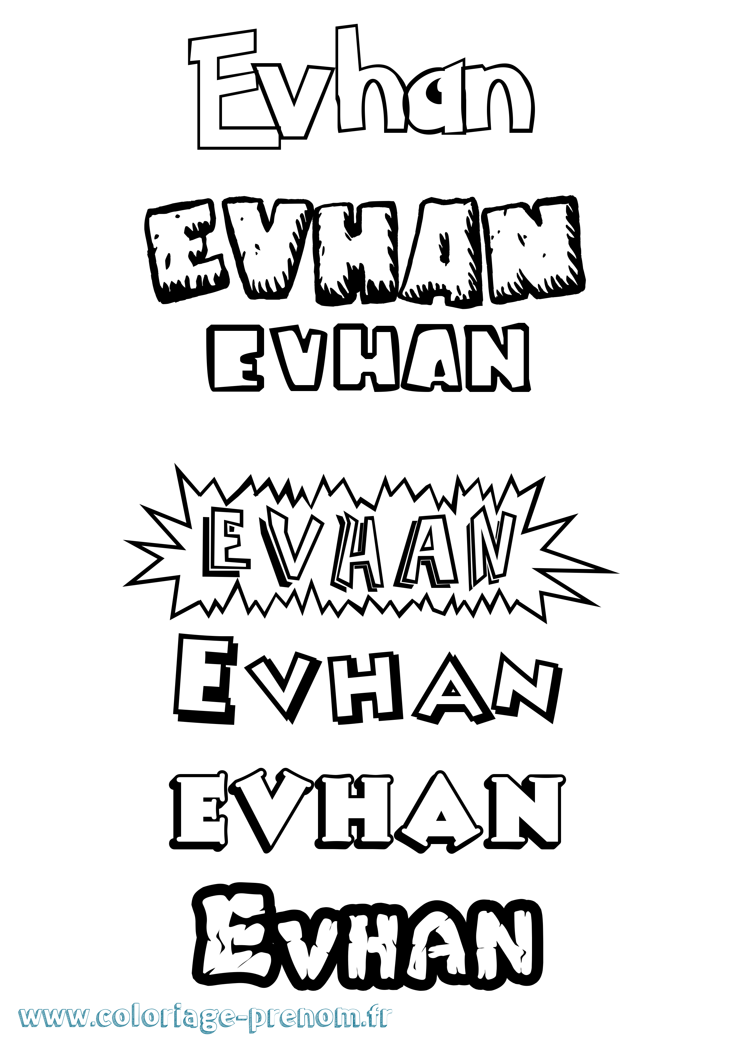 Coloriage Evhan Dessin Animé Coloriage prénom Evhan Dessin Animé