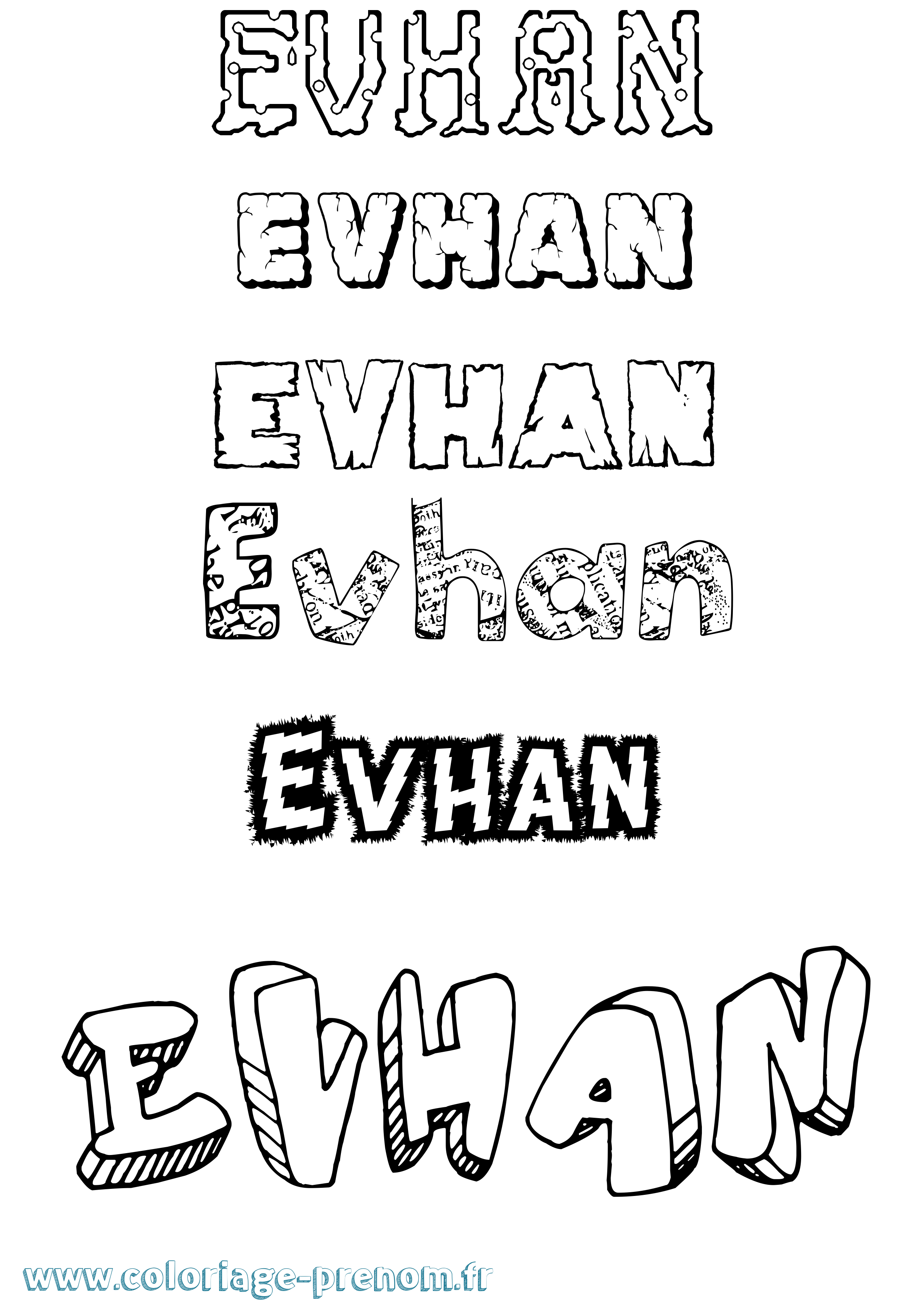 Coloriage Evhan Destructuré Coloriage prénom Evhan Destructuré