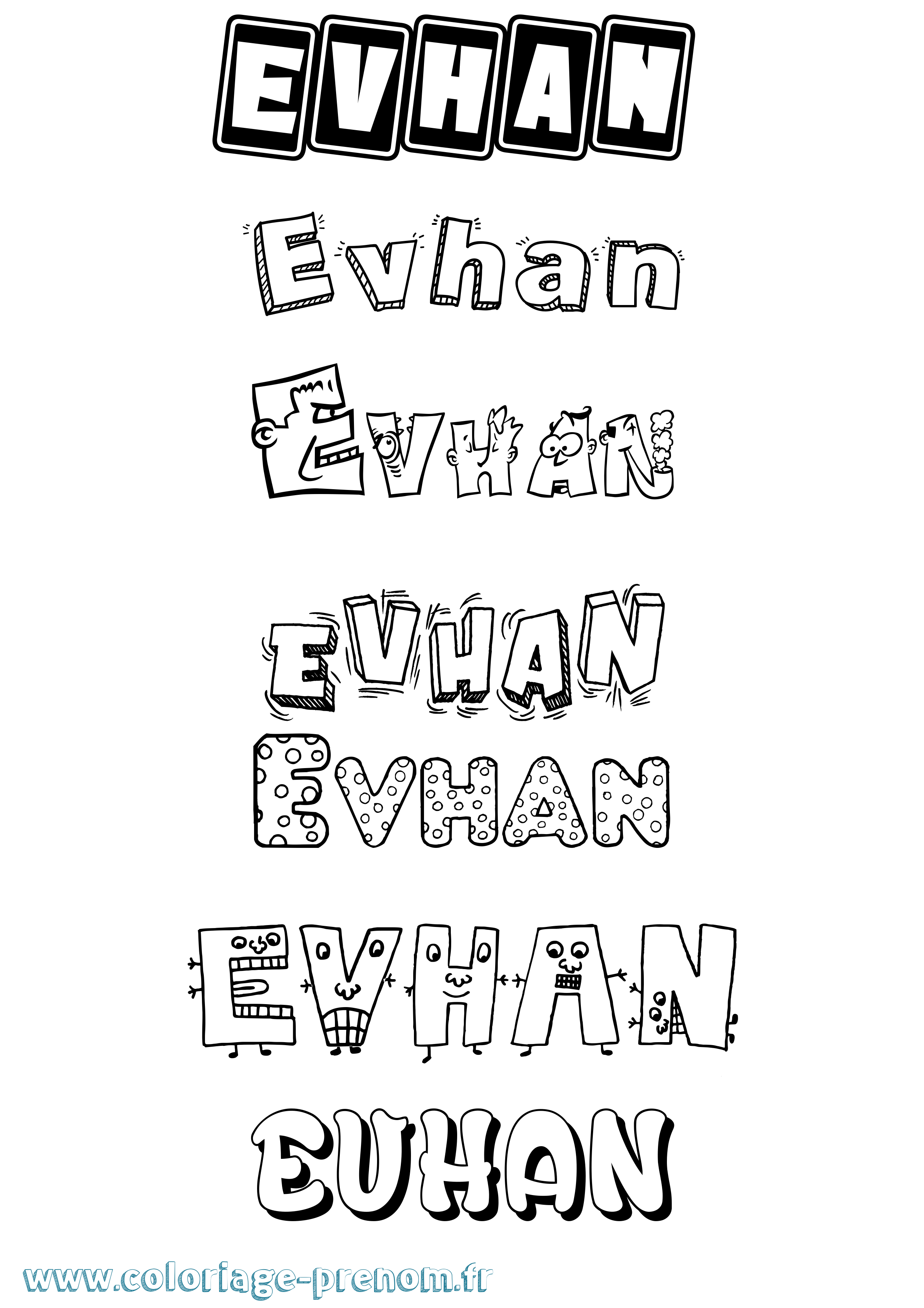 Coloriage Evhan Fun Coloriage prénom Evhan Fun