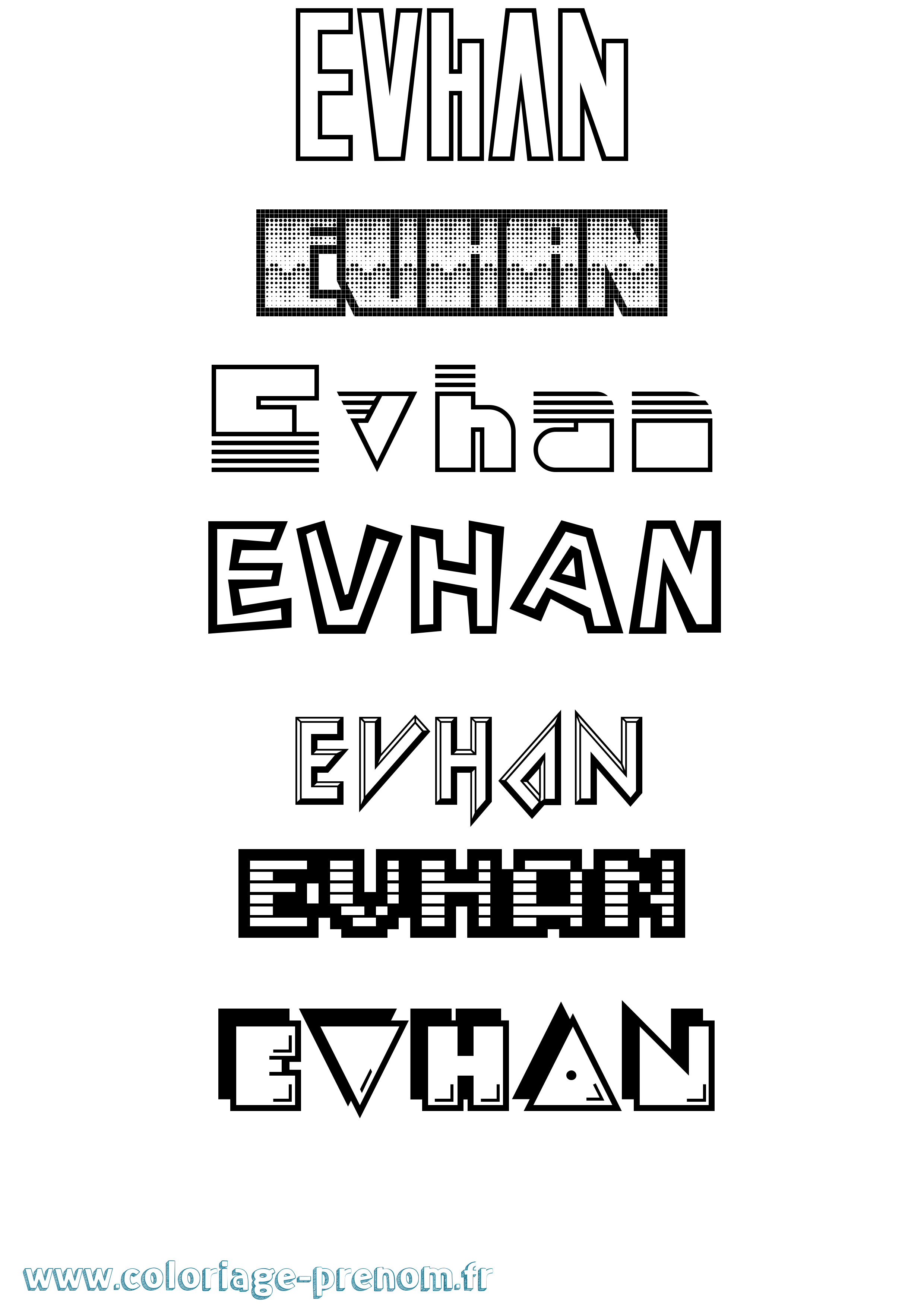 Coloriage Evhan Jeux Vidéos Coloriage prénom Evhan Jeux Vidéos