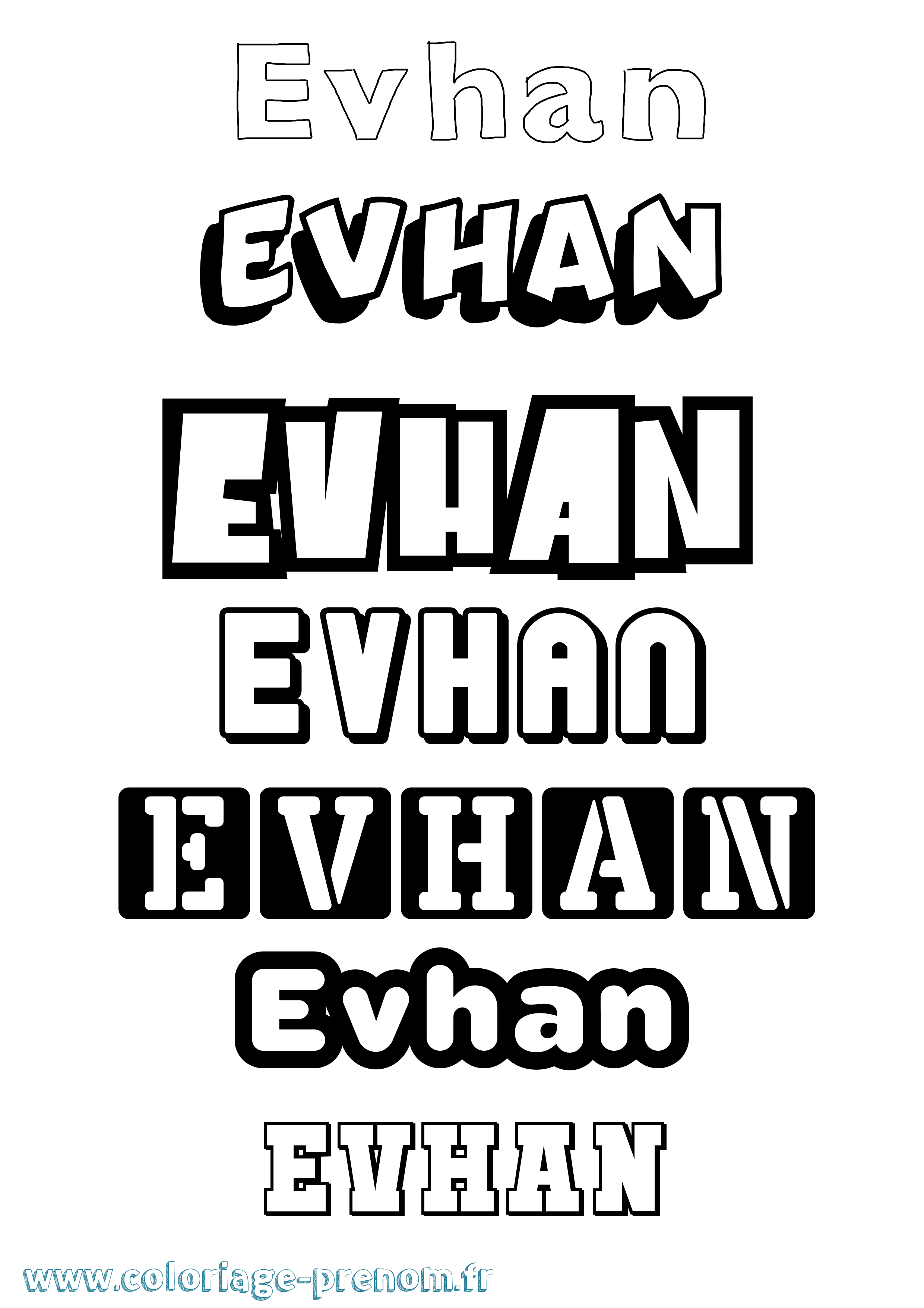 Coloriage Evhan Simple Coloriage prénom Evhan Simple