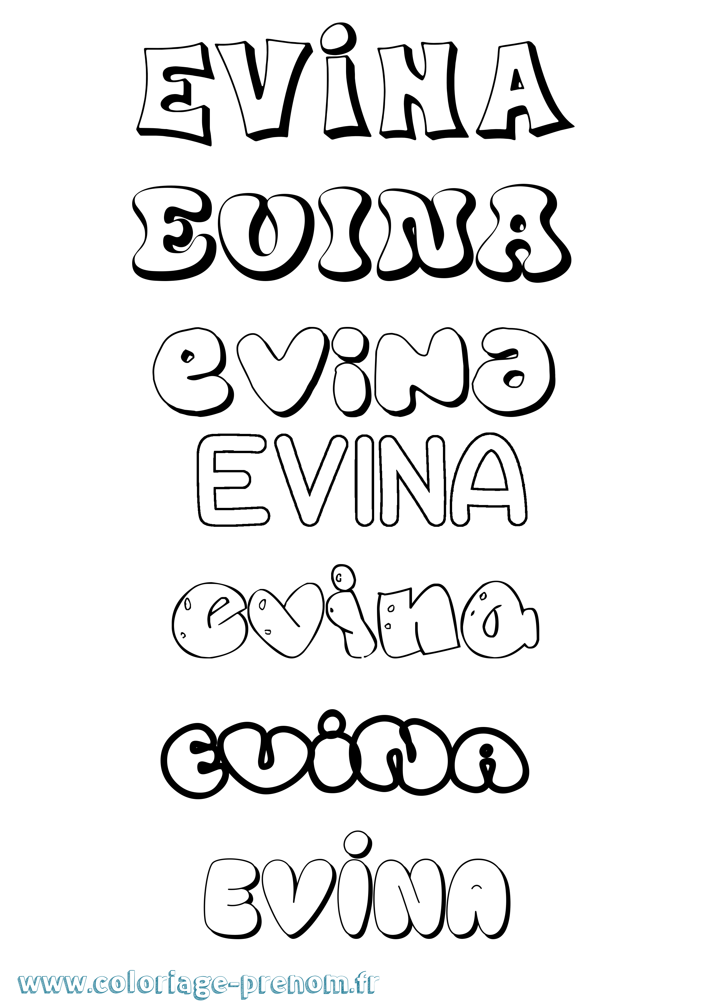 Coloriage Evina Bubble Coloriage prénom Evina Bubble