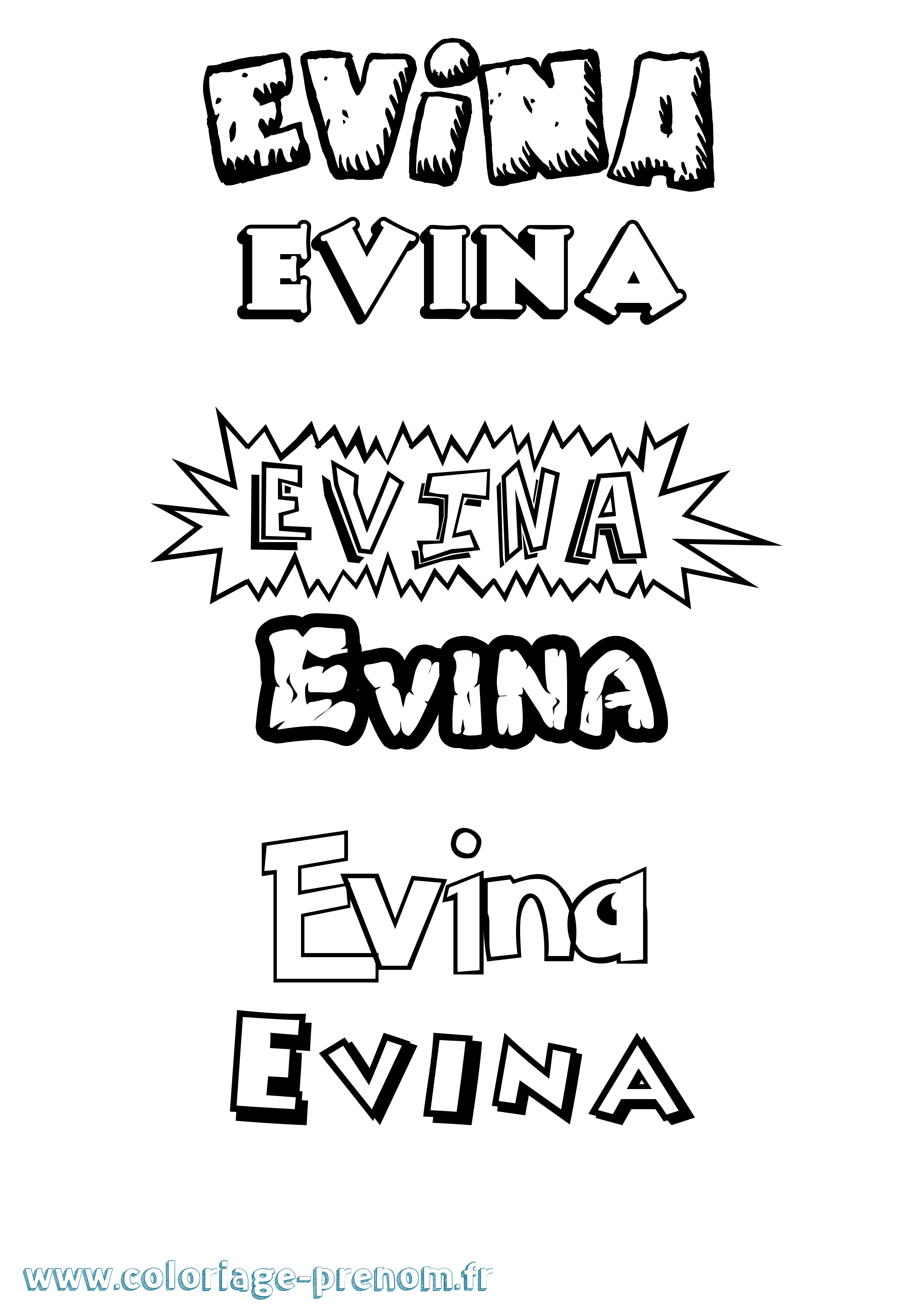 Coloriage Evina Dessin Animé Coloriage prénom Evina Dessin Animé