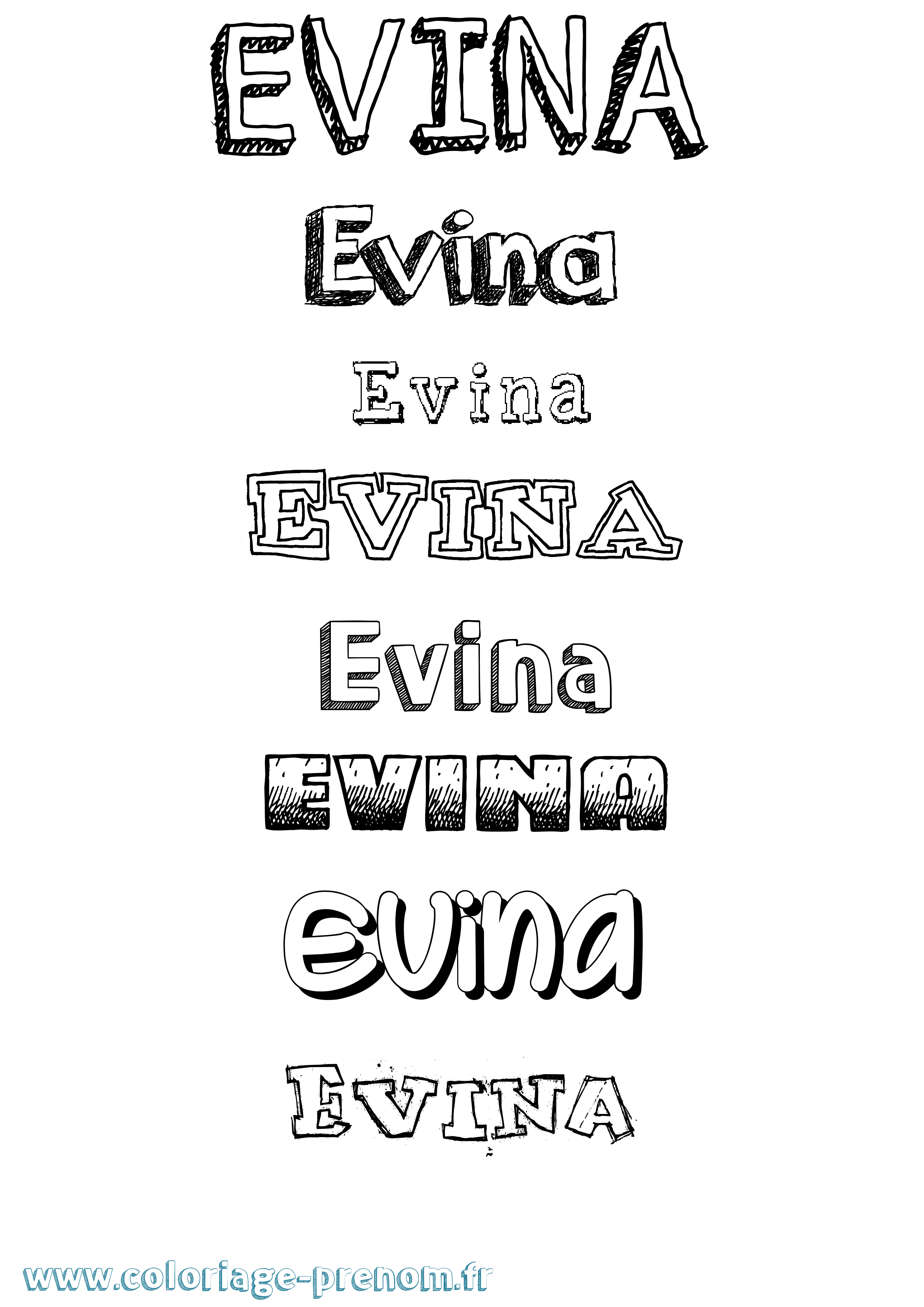Coloriage Evina Dessiné Coloriage prénom Evina Dessiné