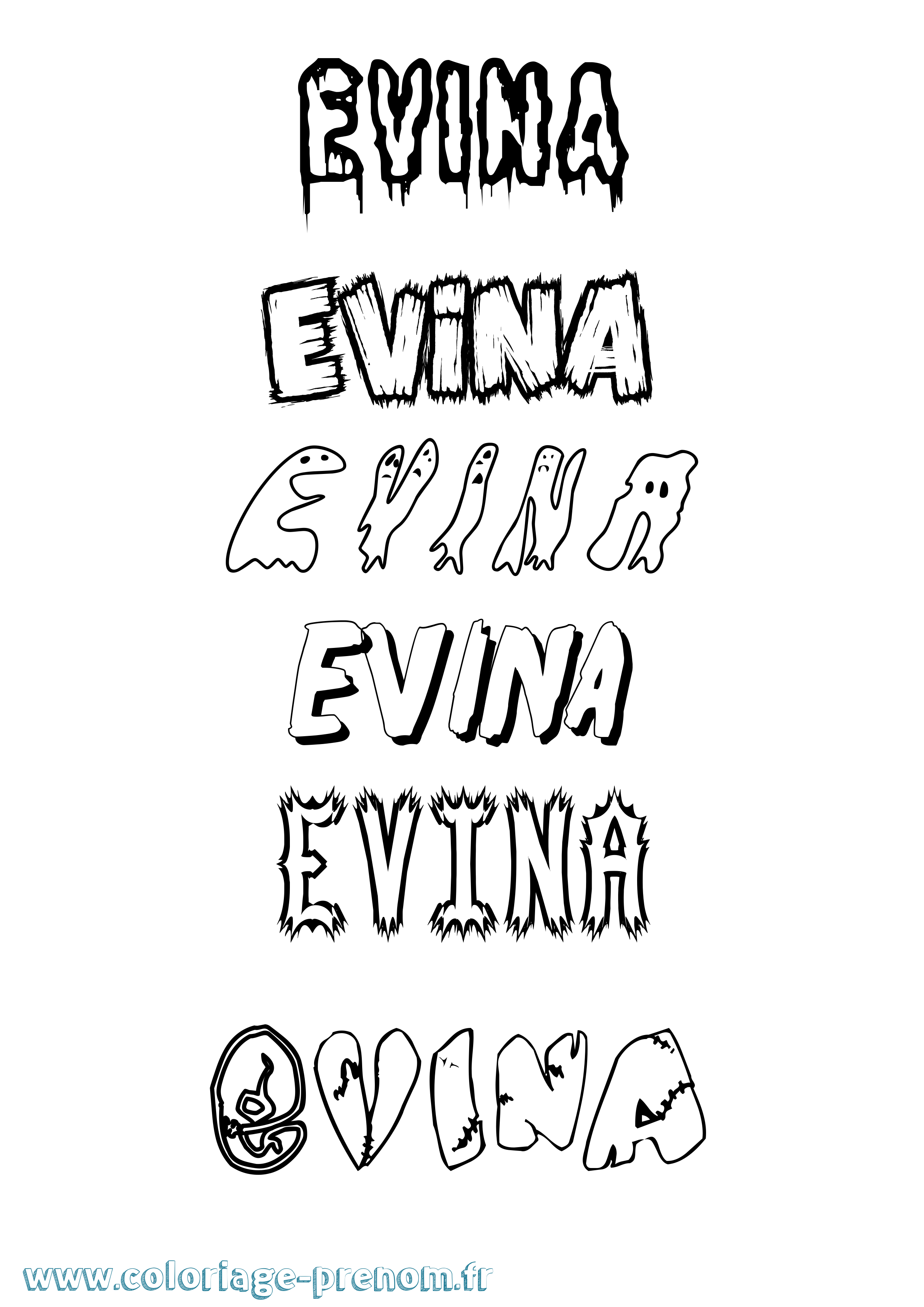 Coloriage Evina Frisson Coloriage prénom Evina Frisson
