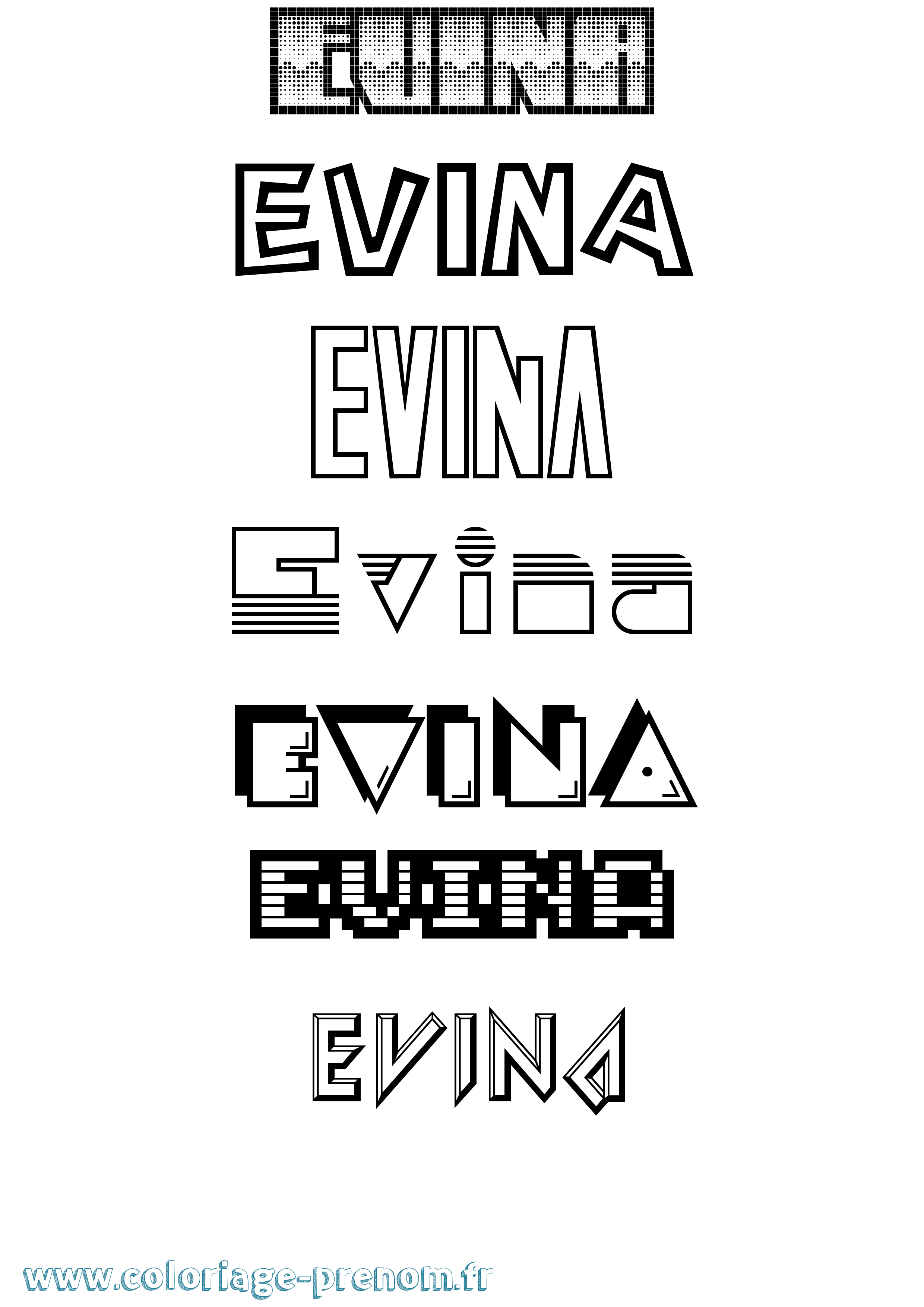Coloriage Evina Jeux Vidéos Coloriage prénom Evina Jeux Vidéos
