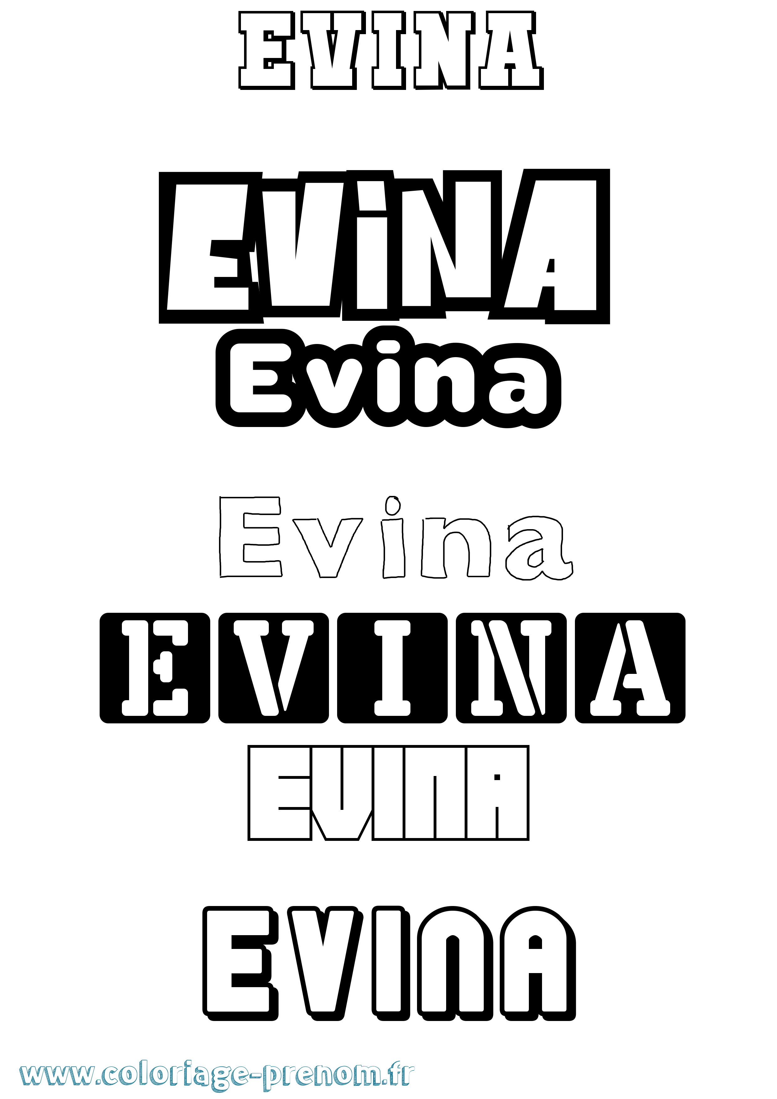 Coloriage Evina Simple Coloriage prénom Evina Simple