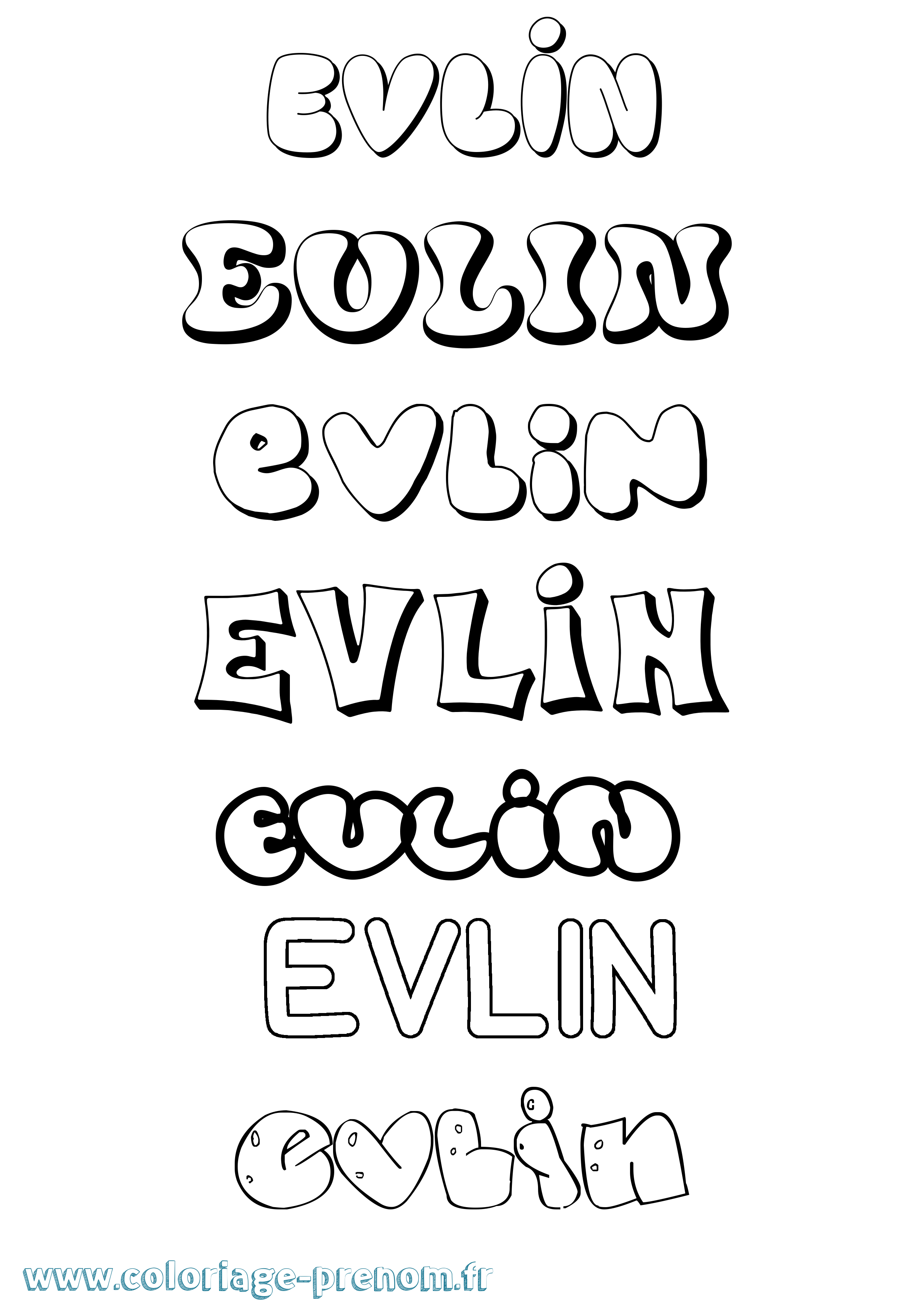 Coloriage Evlin Bubble Coloriage prénom Evlin Bubble