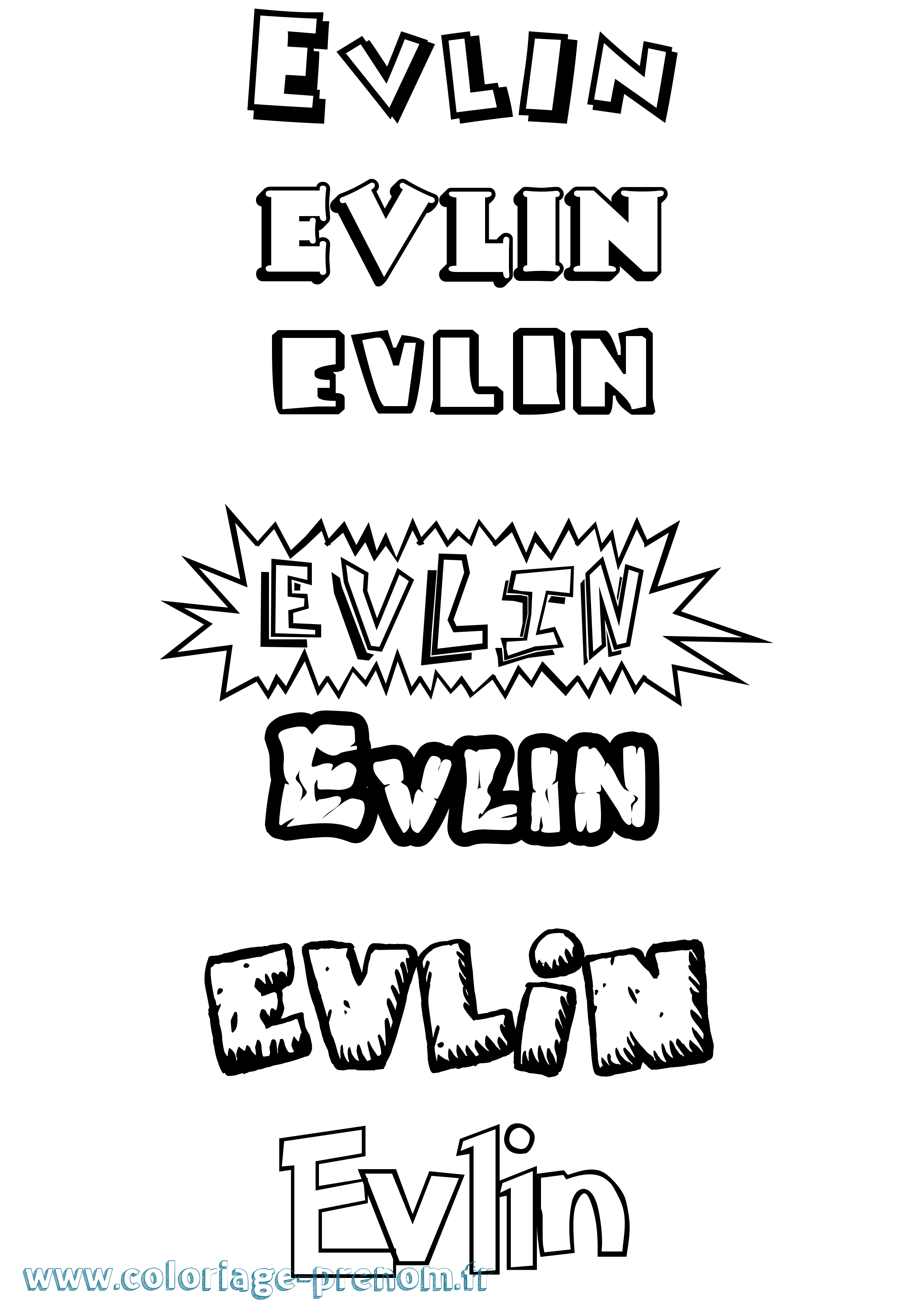 Coloriage Evlin Dessin Animé Coloriage prénom Evlin Dessin Animé