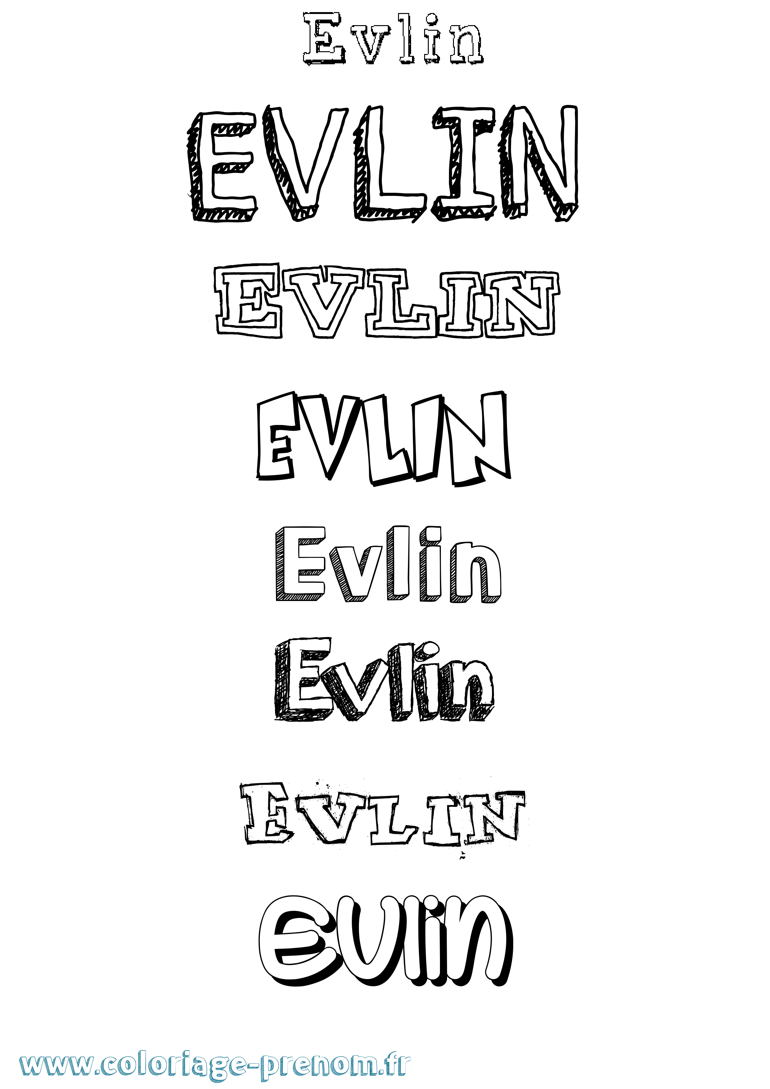 Coloriage Evlin Dessiné Coloriage prénom Evlin Dessiné
