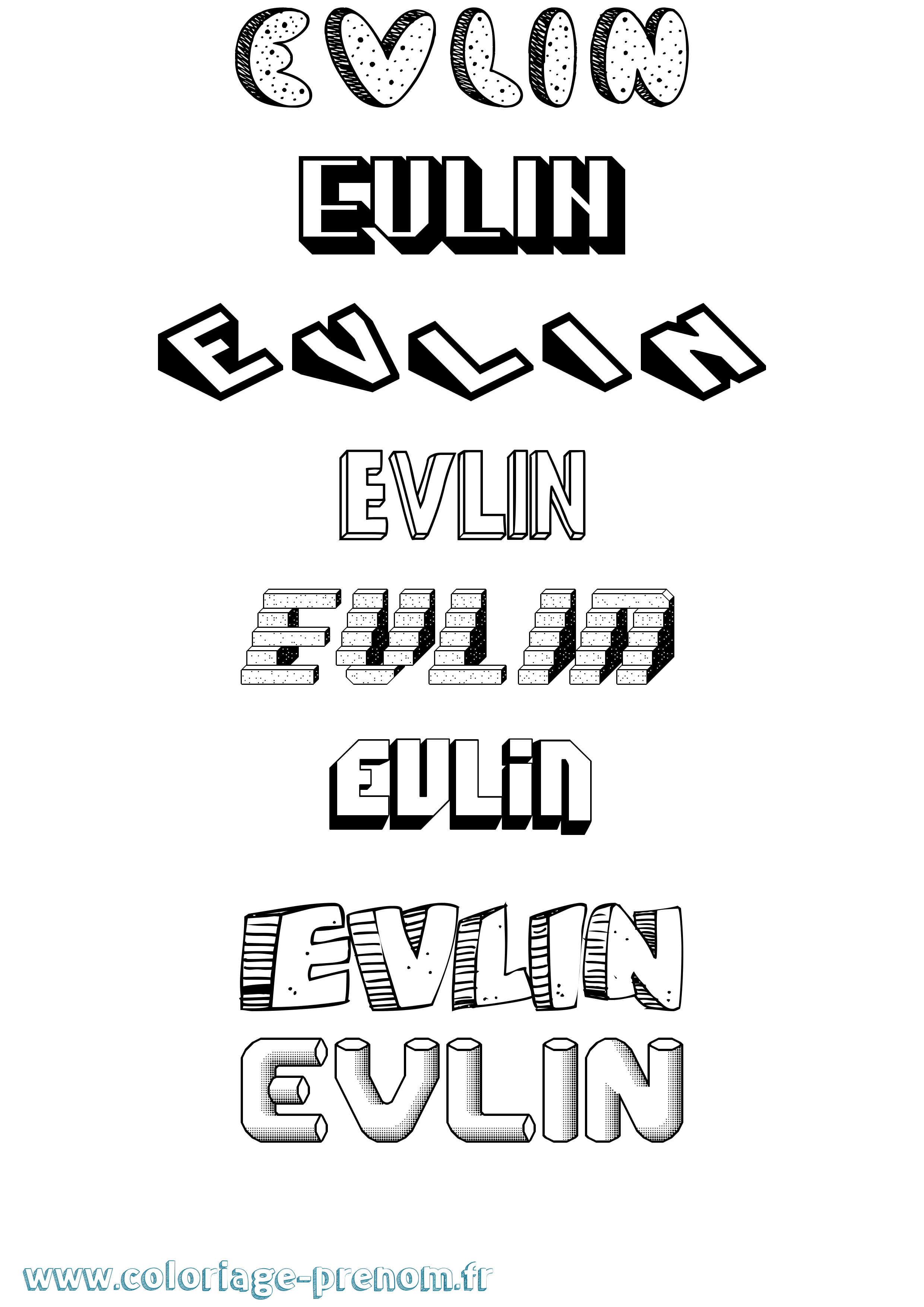 Coloriage Evlin Effet 3D Coloriage prénom Evlin Effet 3D