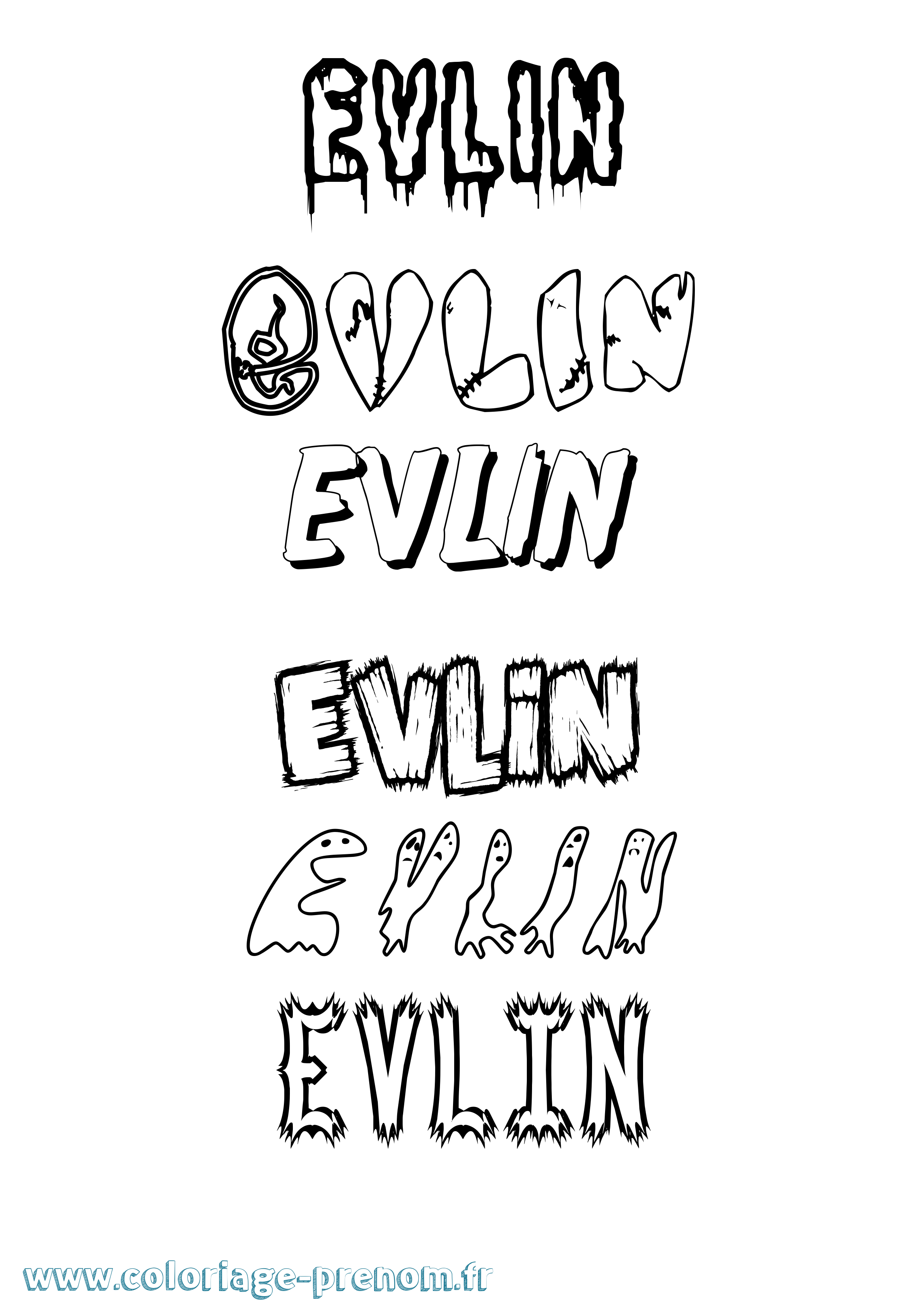 Coloriage Evlin Frisson Coloriage prénom Evlin Frisson