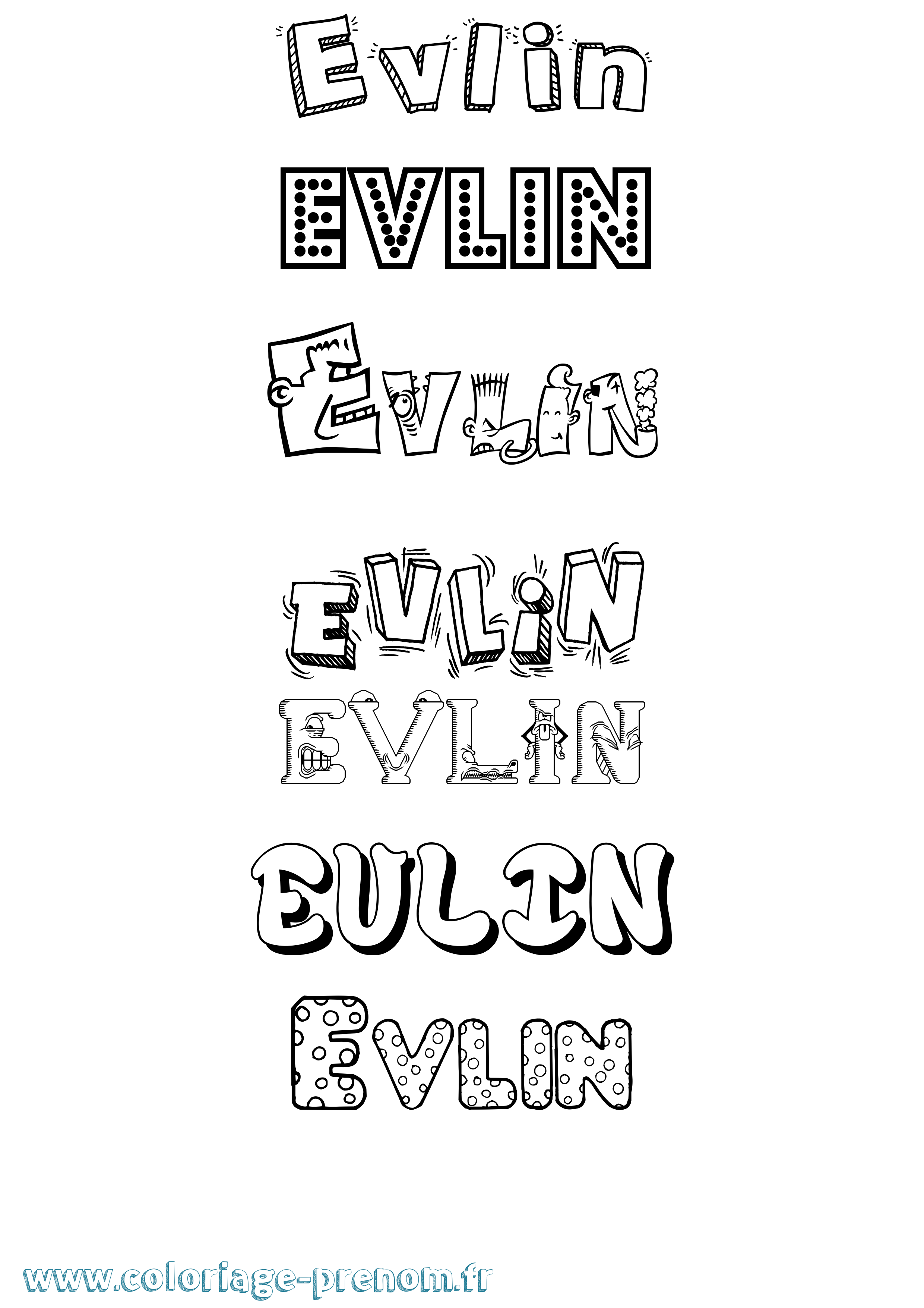 Coloriage Evlin Fun Coloriage prénom Evlin Fun