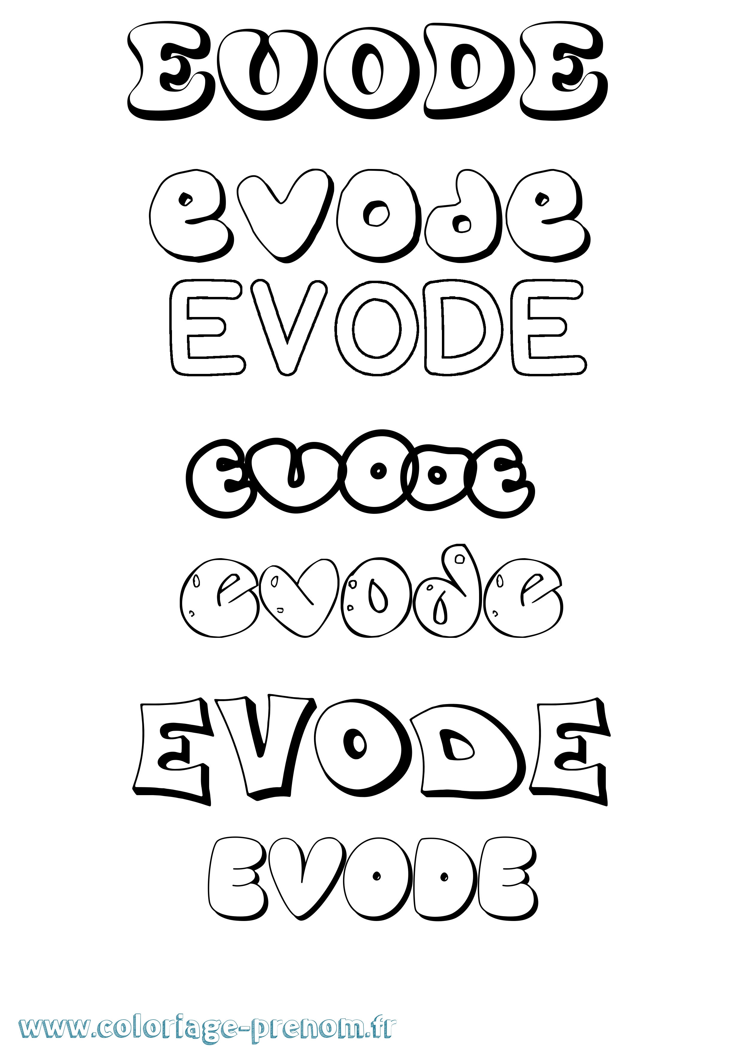 Coloriage Evode Bubble Coloriage prénom Evode Bubble