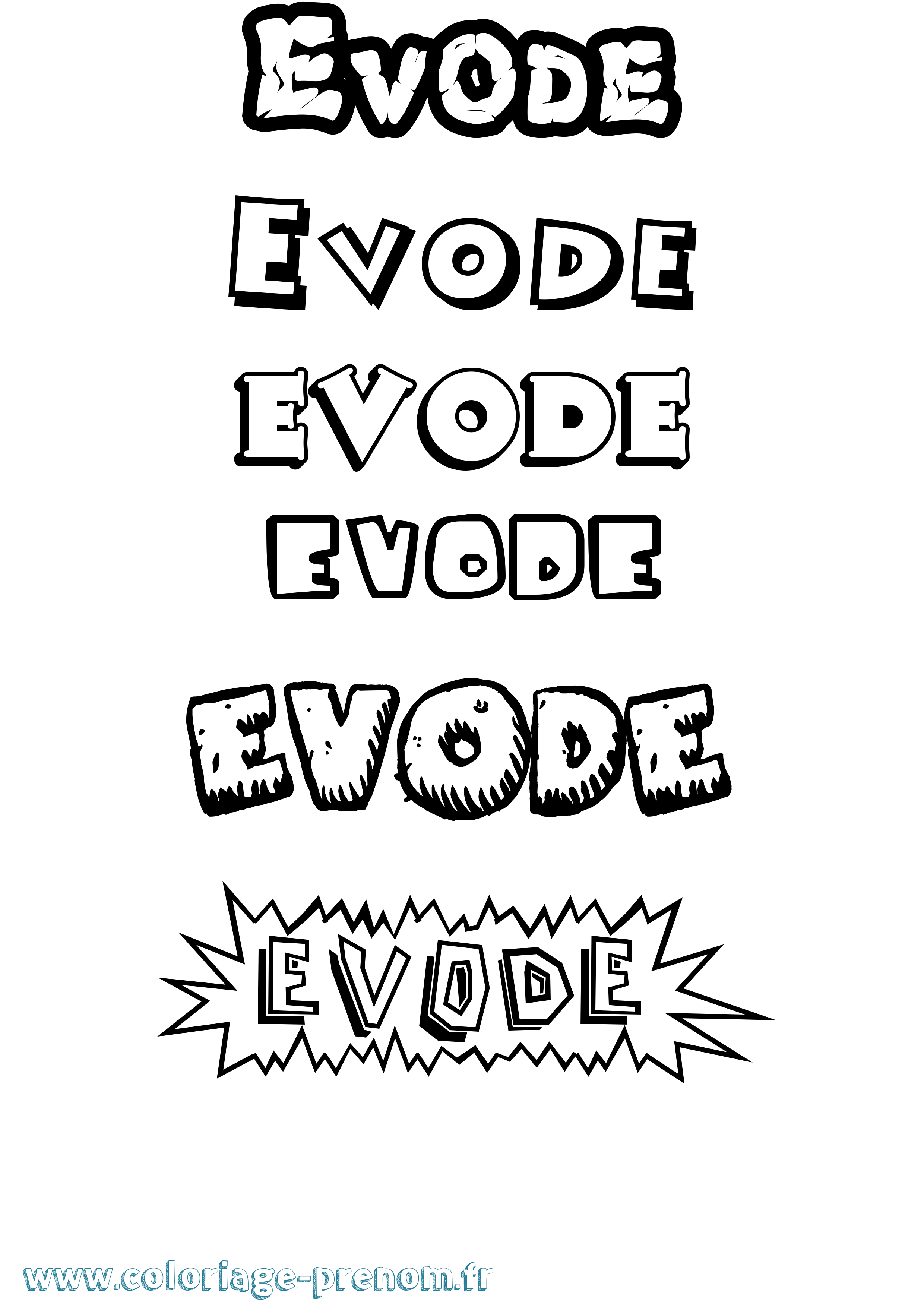 Coloriage Evode Dessin Animé Coloriage prénom Evode Dessin Animé