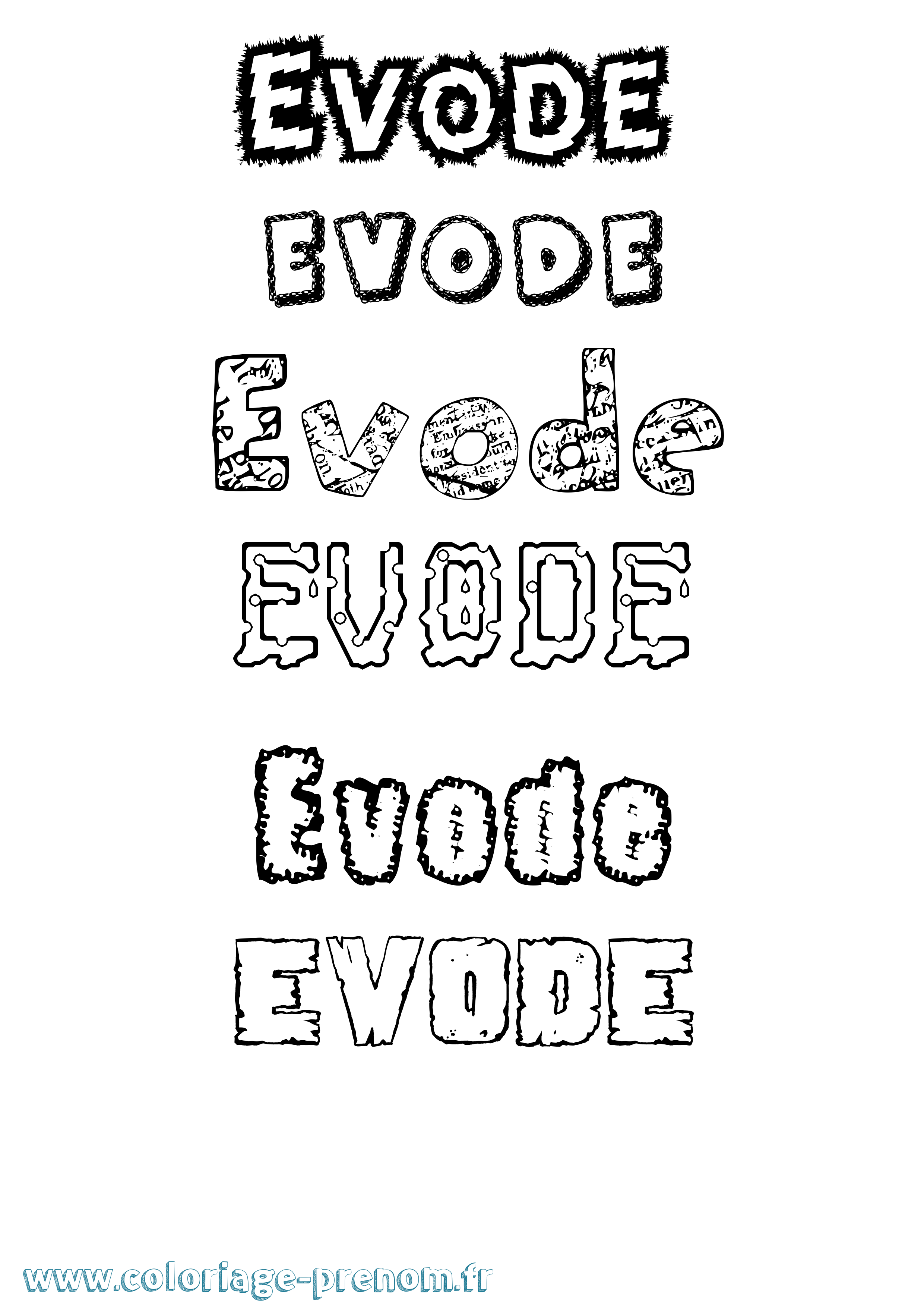 Coloriage Evode Destructuré Coloriage prénom Evode Destructuré
