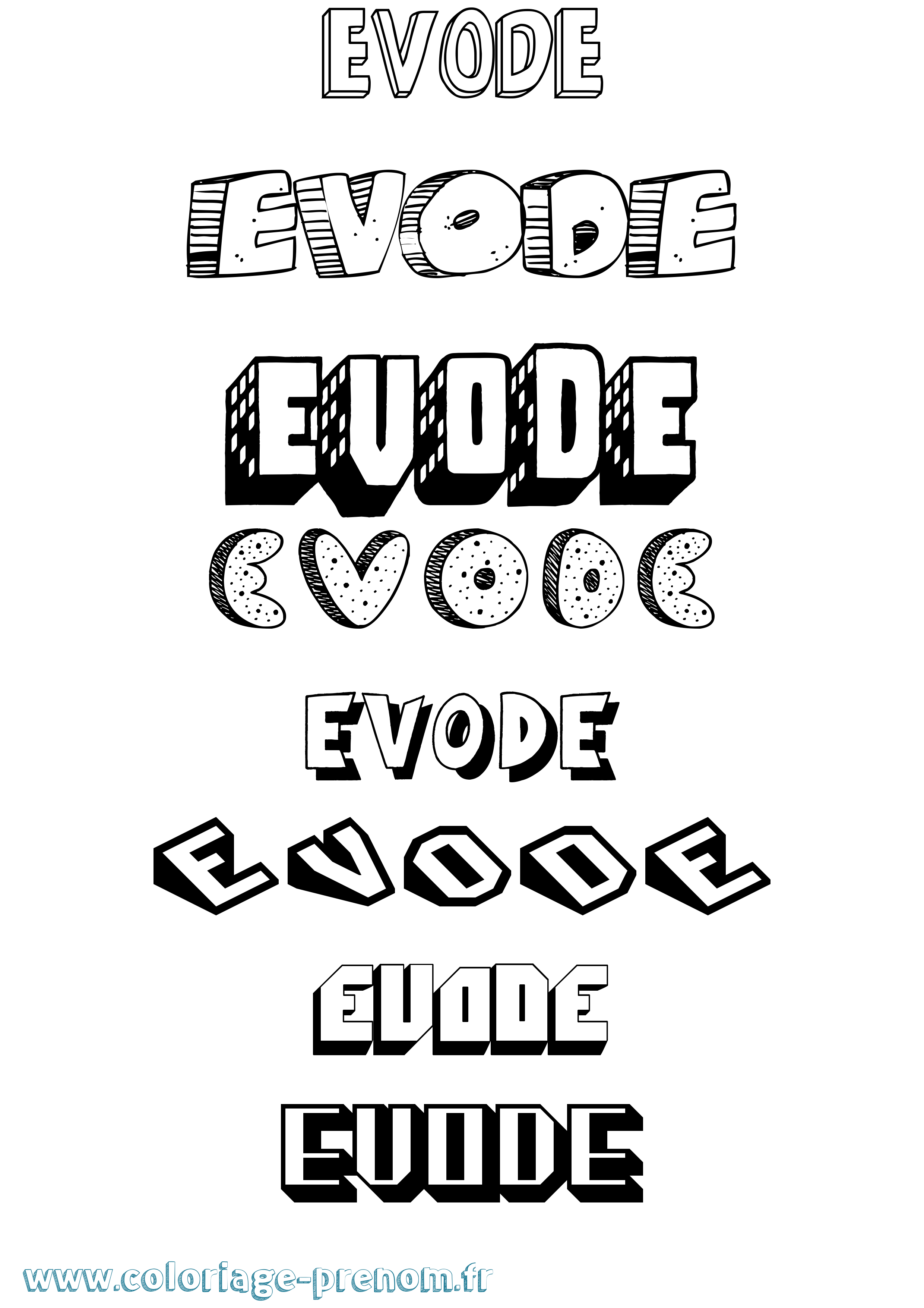 Coloriage Evode Effet 3D Coloriage prénom Evode Effet 3D