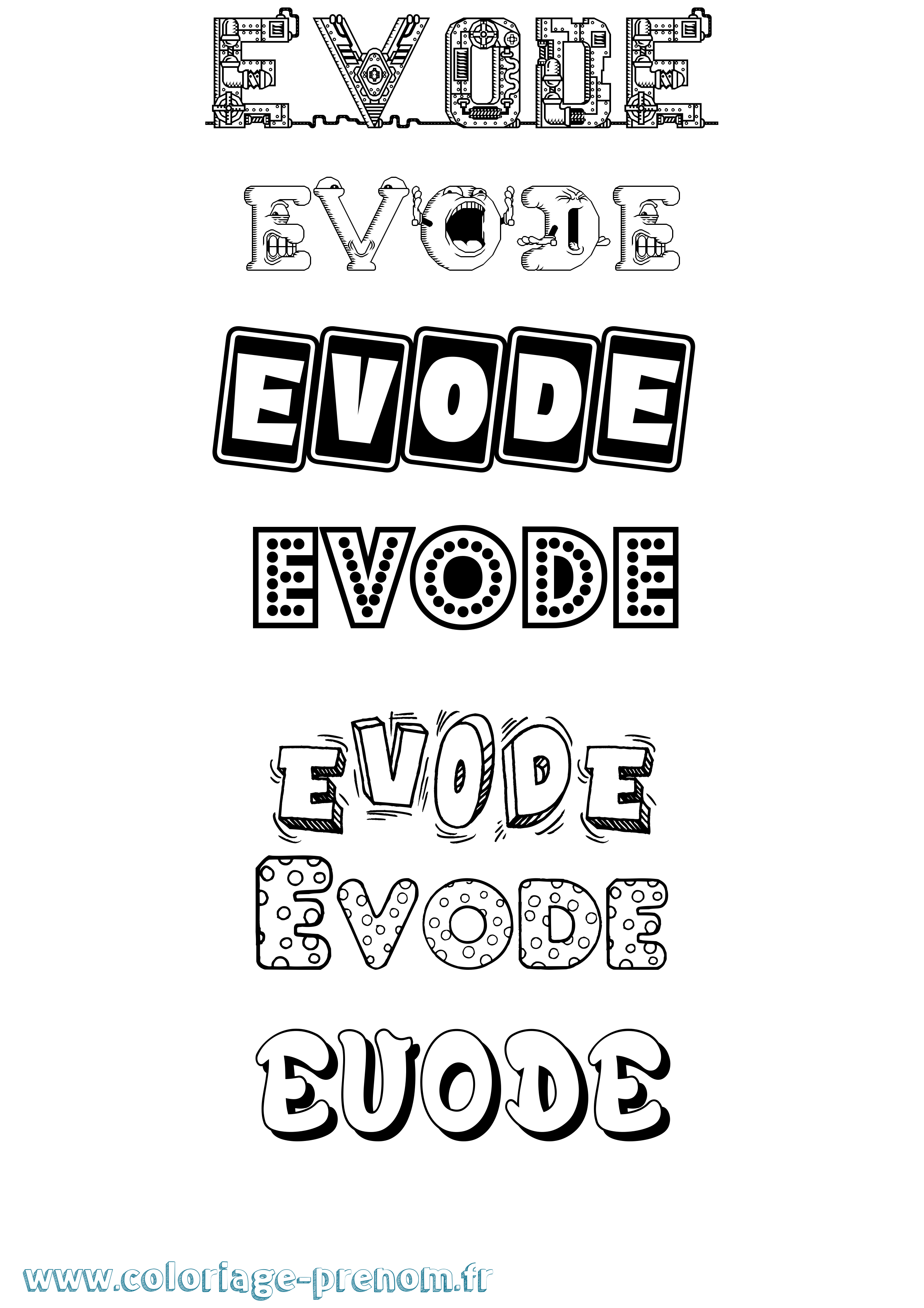 Coloriage Evode Fun Coloriage prénom Evode Fun