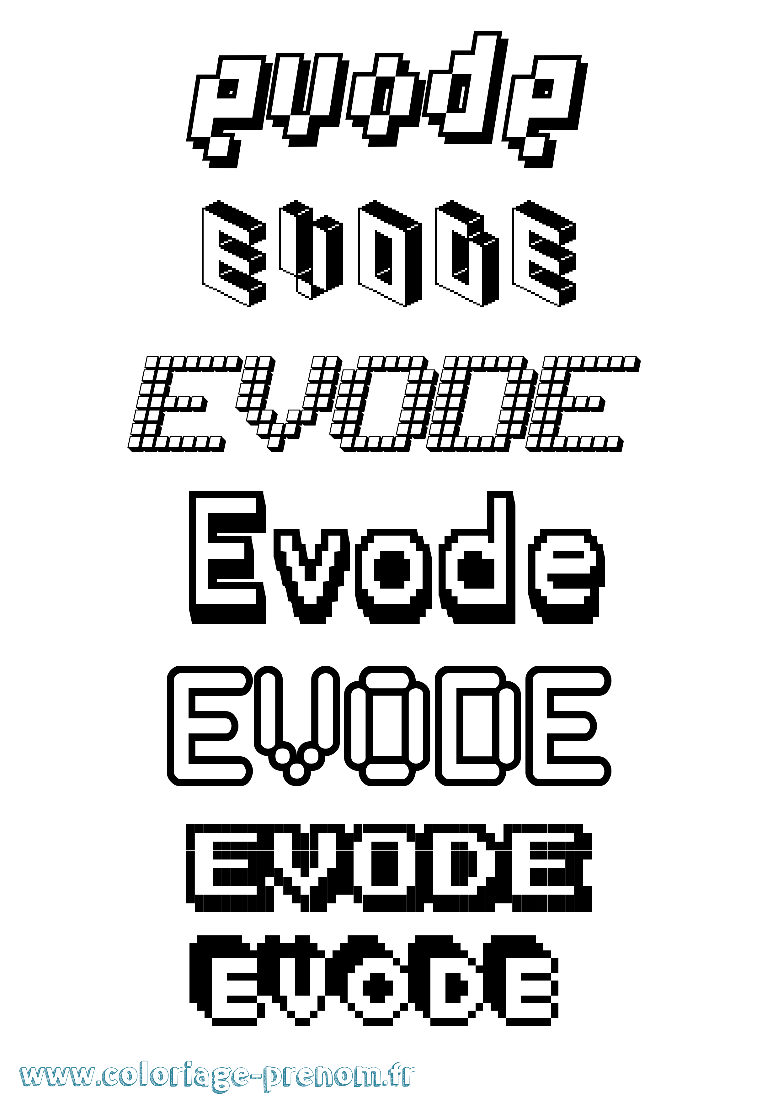Coloriage Evode Pixel Coloriage prénom Evode Pixel