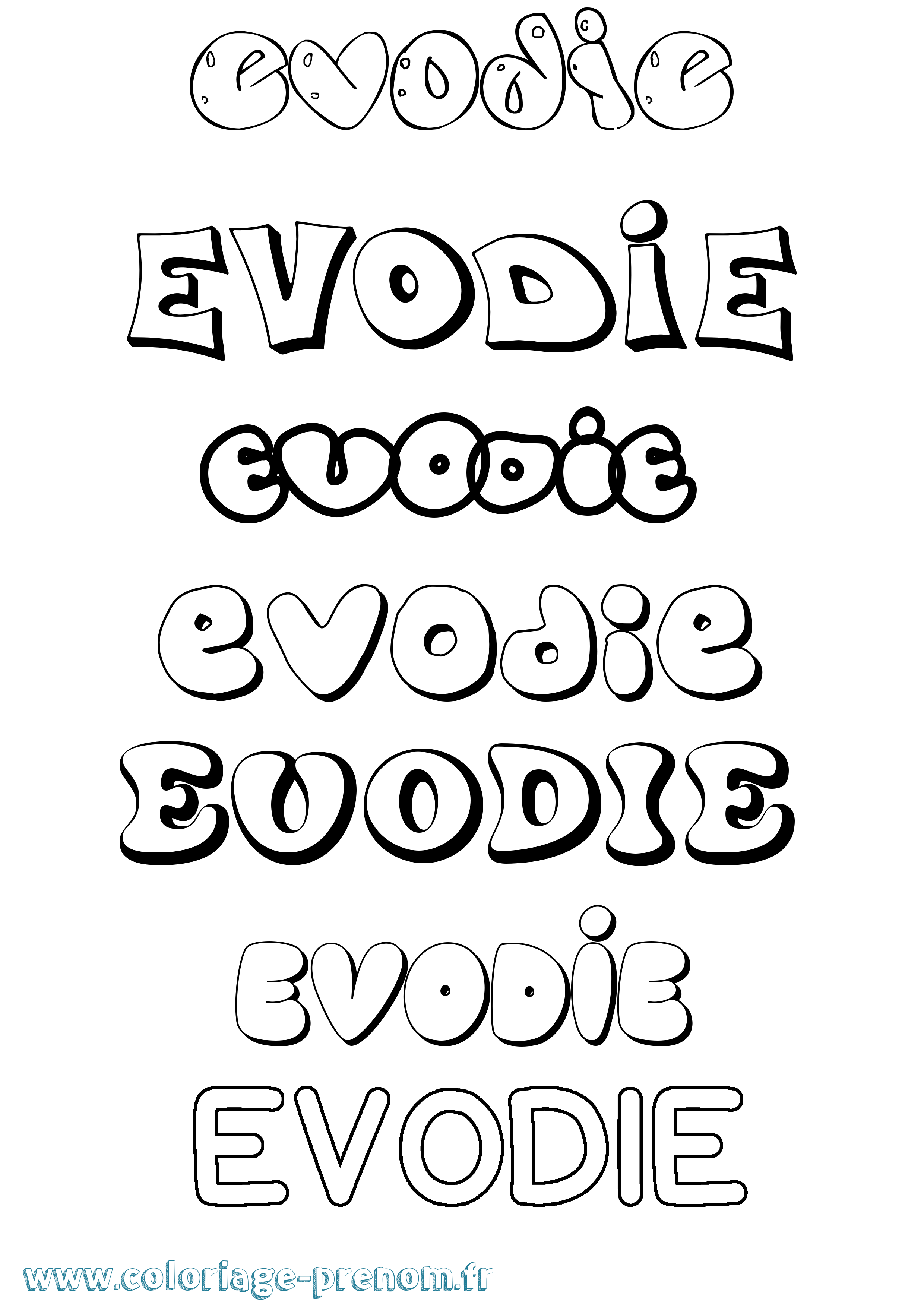 Coloriage Evodie Bubble Coloriage prénom Evodie Bubble