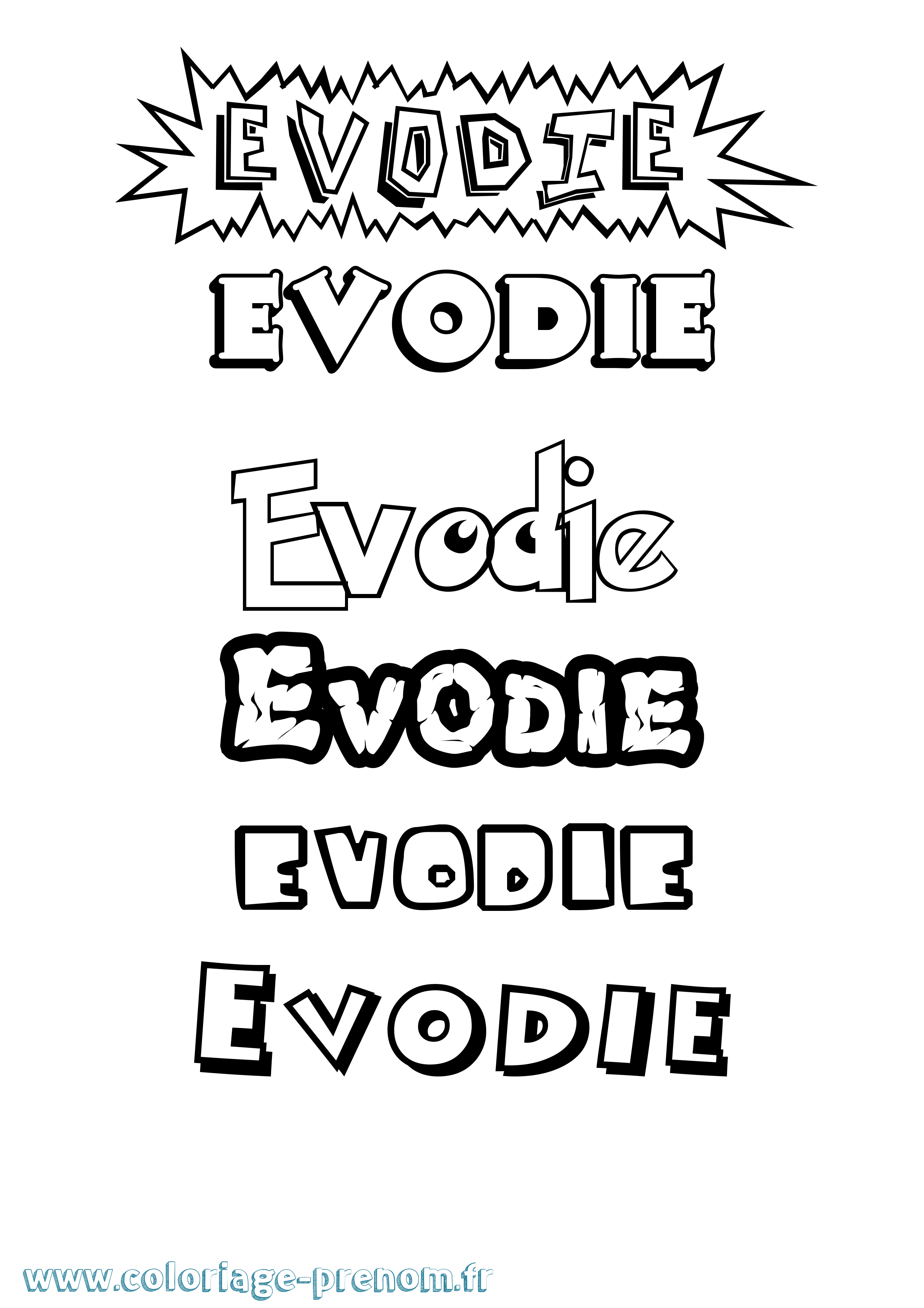 Coloriage Evodie Dessin Animé Coloriage prénom Evodie Dessin Animé