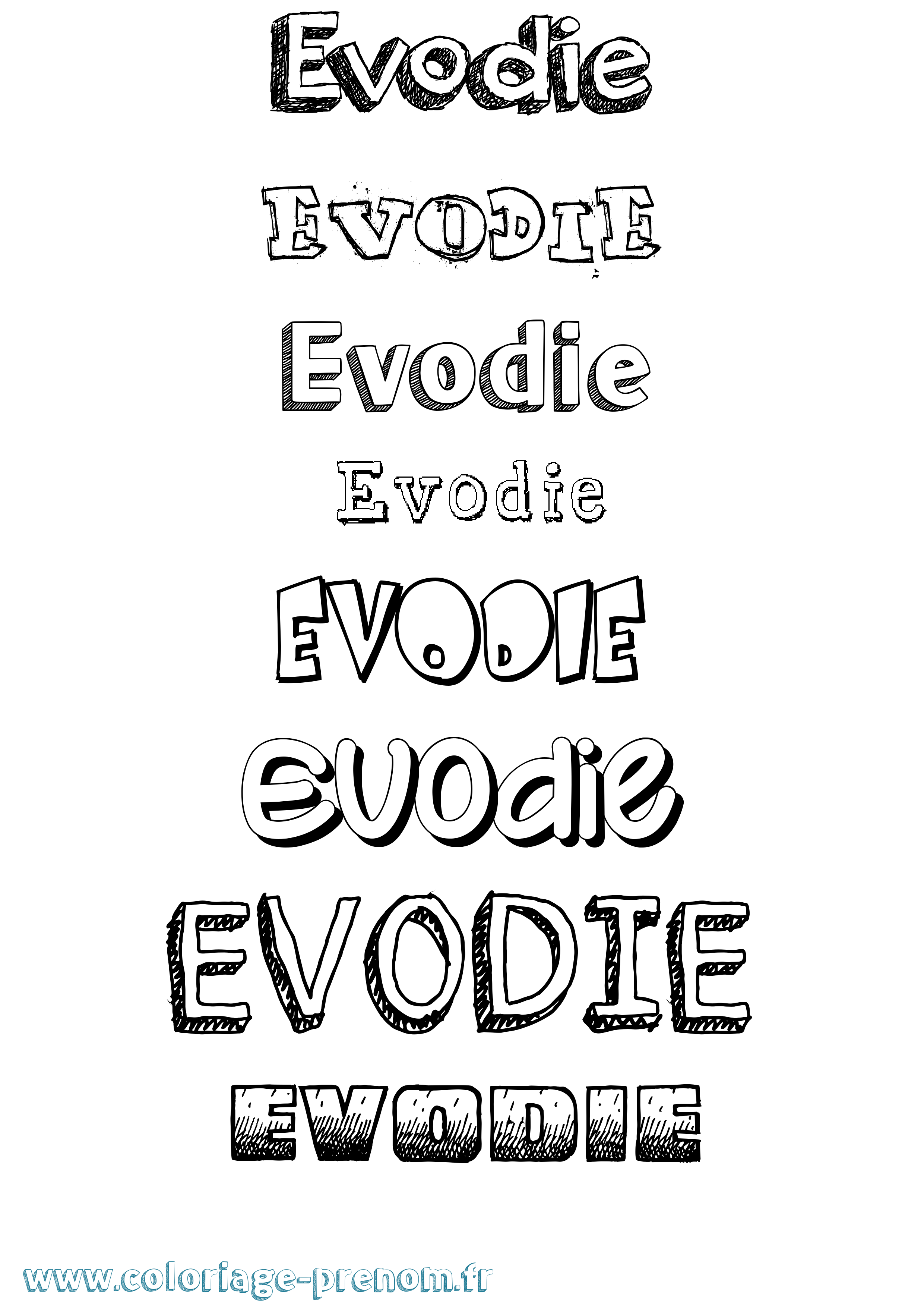 Coloriage Evodie Dessiné Coloriage prénom Evodie Dessiné