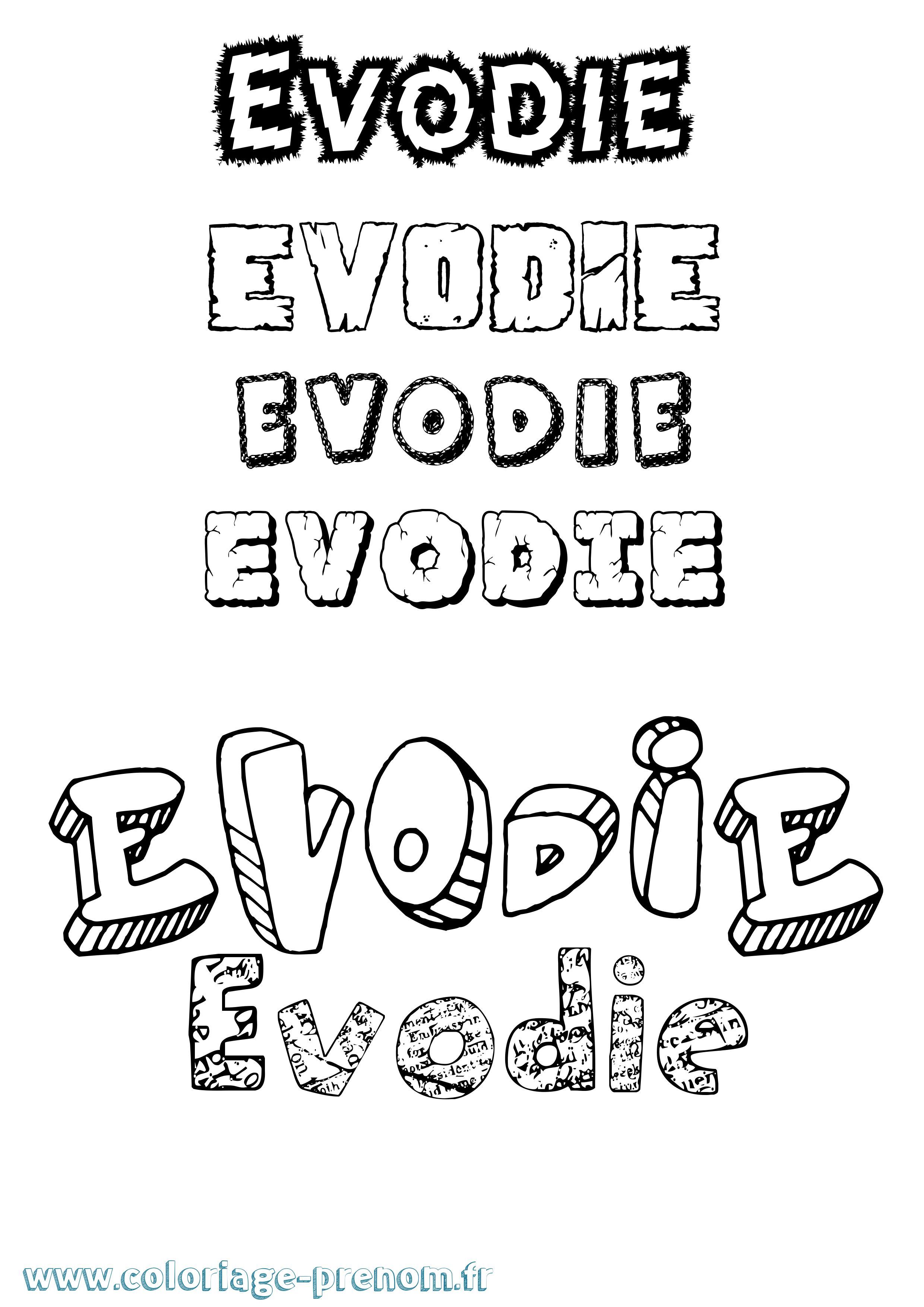Coloriage Evodie Destructuré Coloriage prénom Evodie Destructuré