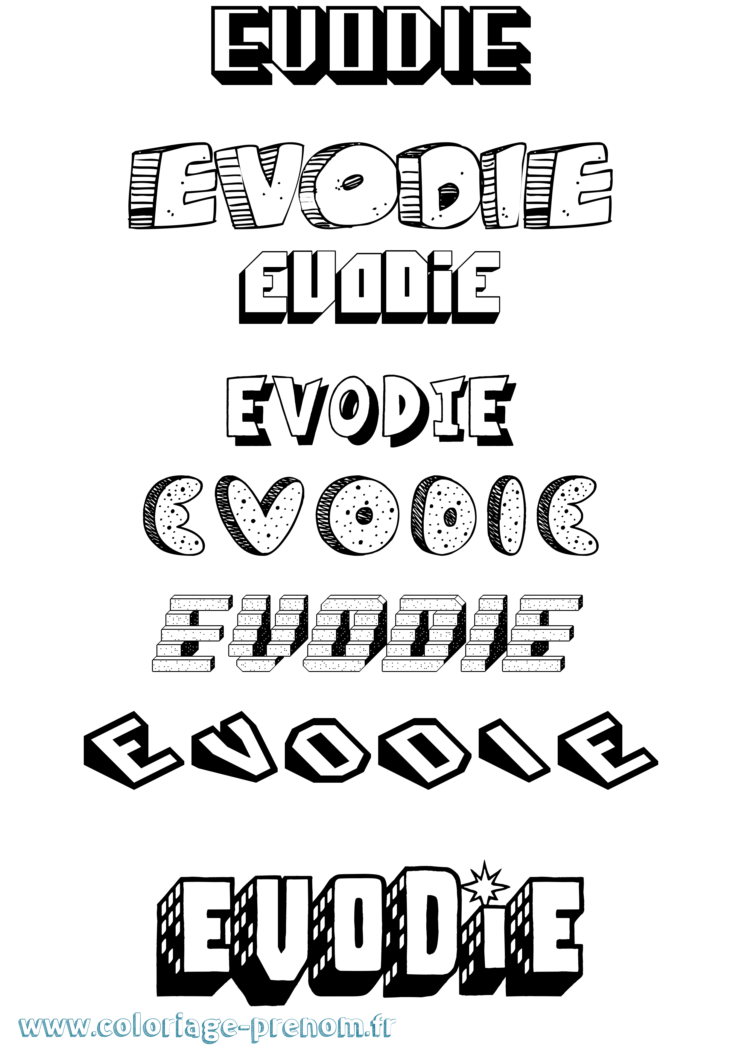 Coloriage Evodie Effet 3D Coloriage prénom Evodie Effet 3D
