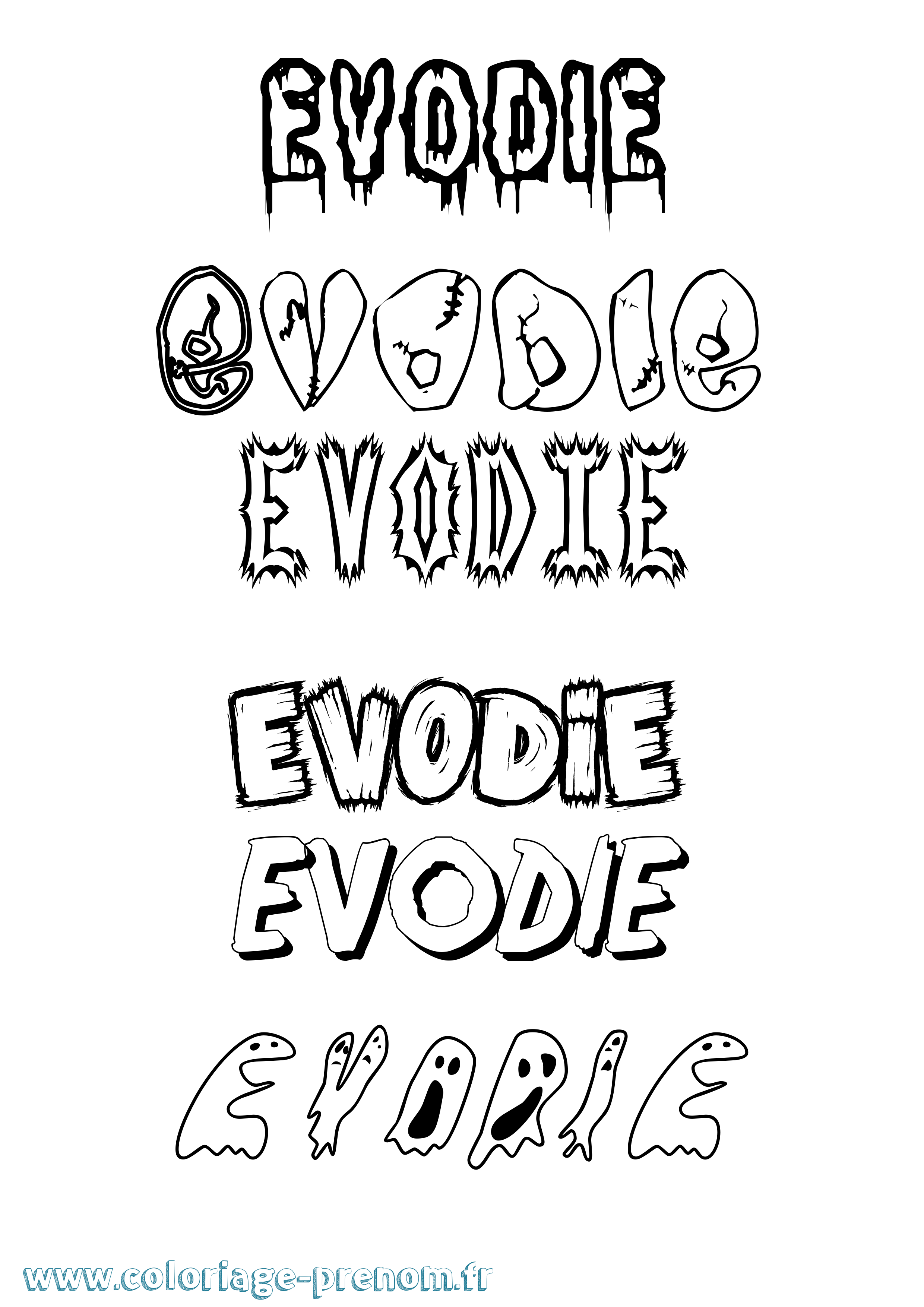 Coloriage Evodie Frisson Coloriage prénom Evodie Frisson