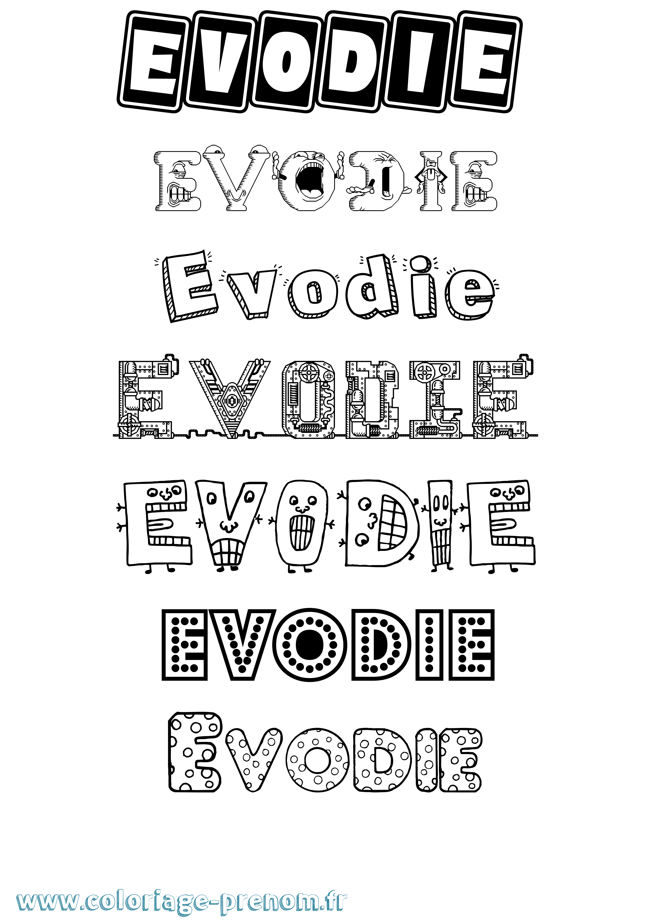 Coloriage Evodie Fun Coloriage prénom Evodie Fun
