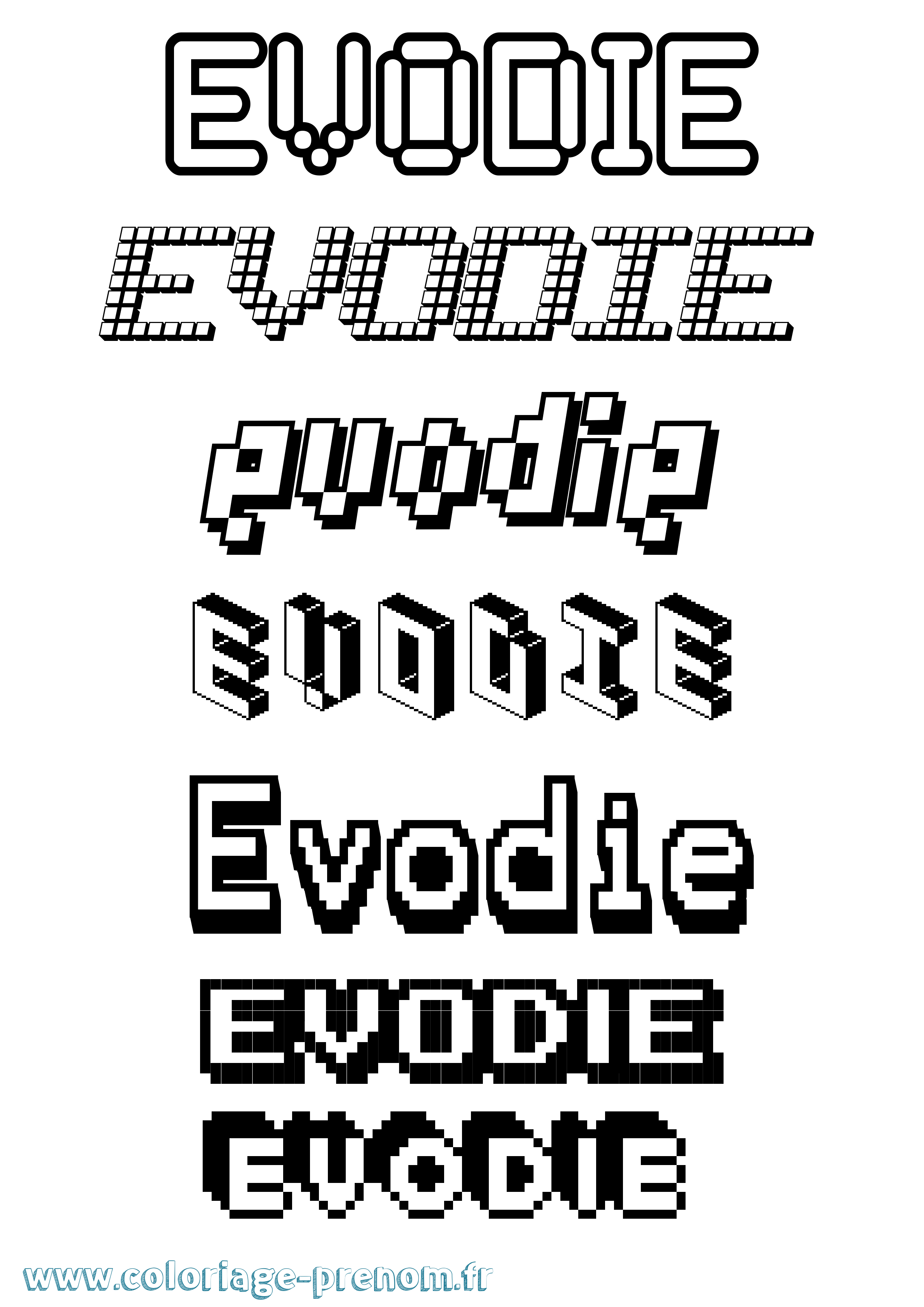 Coloriage Evodie Pixel Coloriage prénom Evodie Pixel