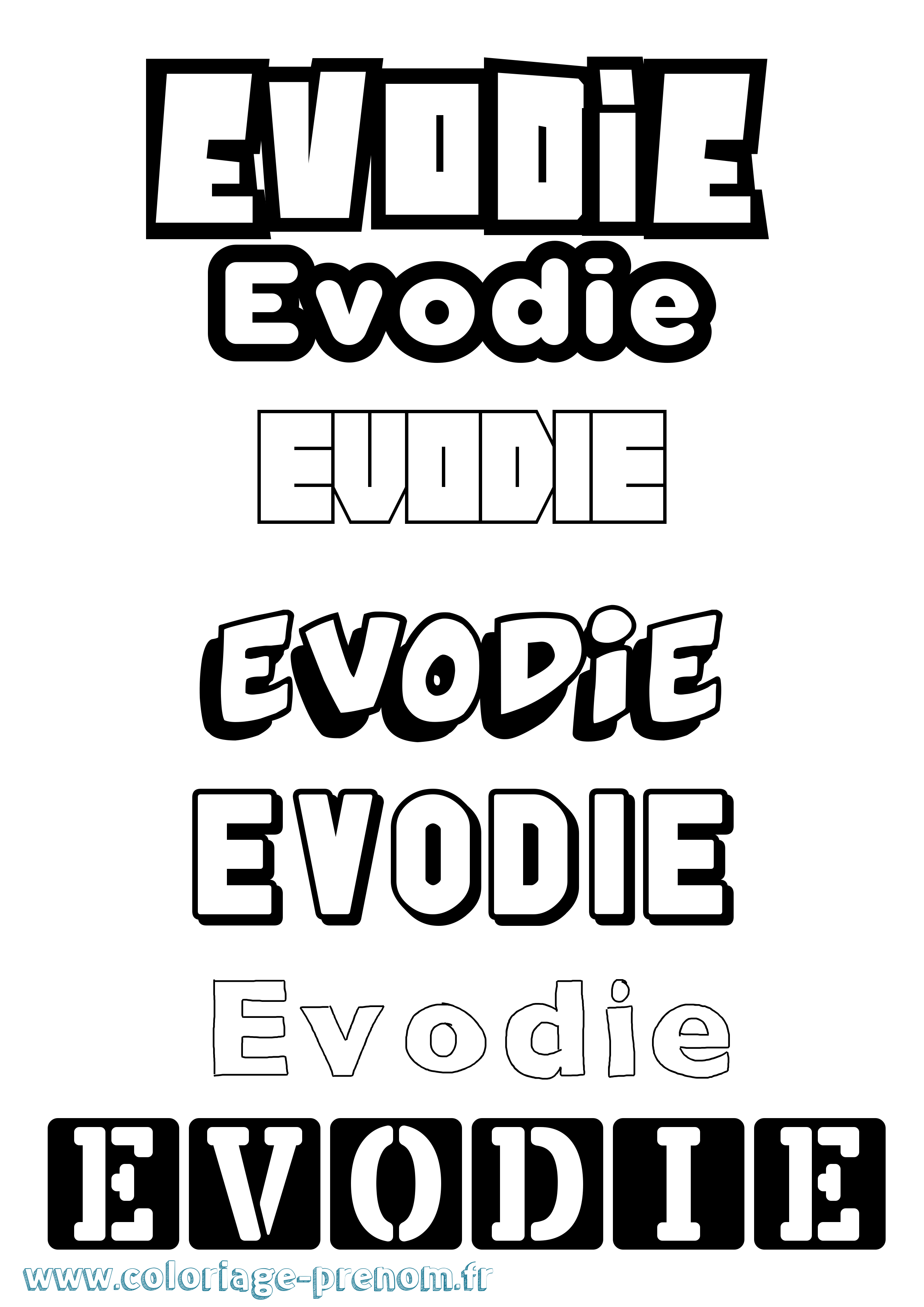 Coloriage Evodie Simple Coloriage prénom Evodie Simple