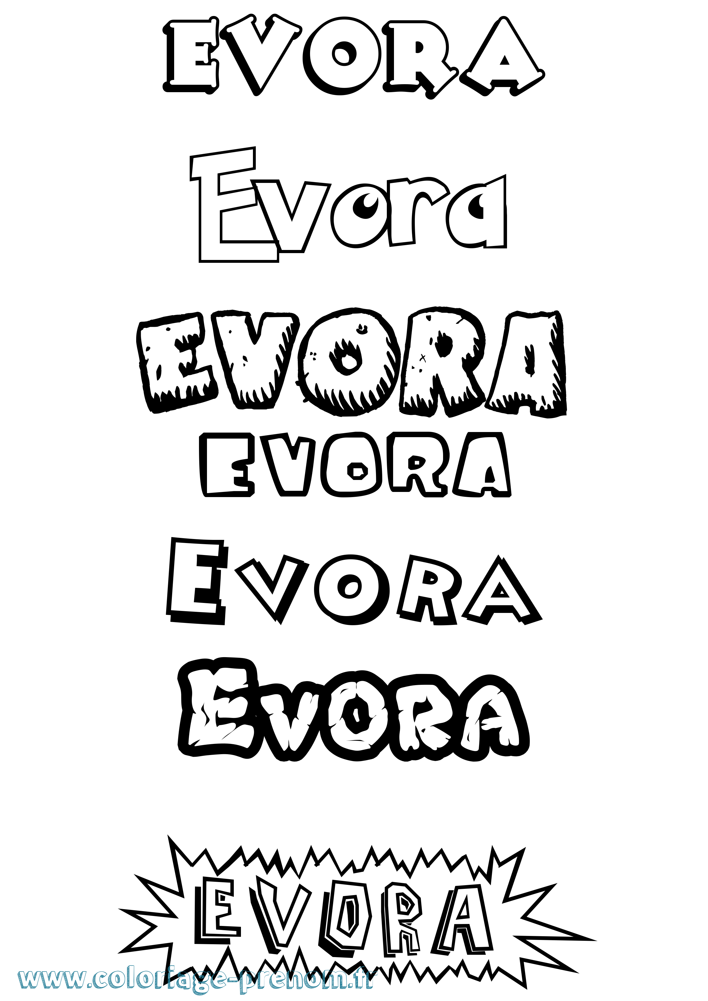 Coloriage Evora Dessin Animé Coloriage prénom Evora Dessin Animé