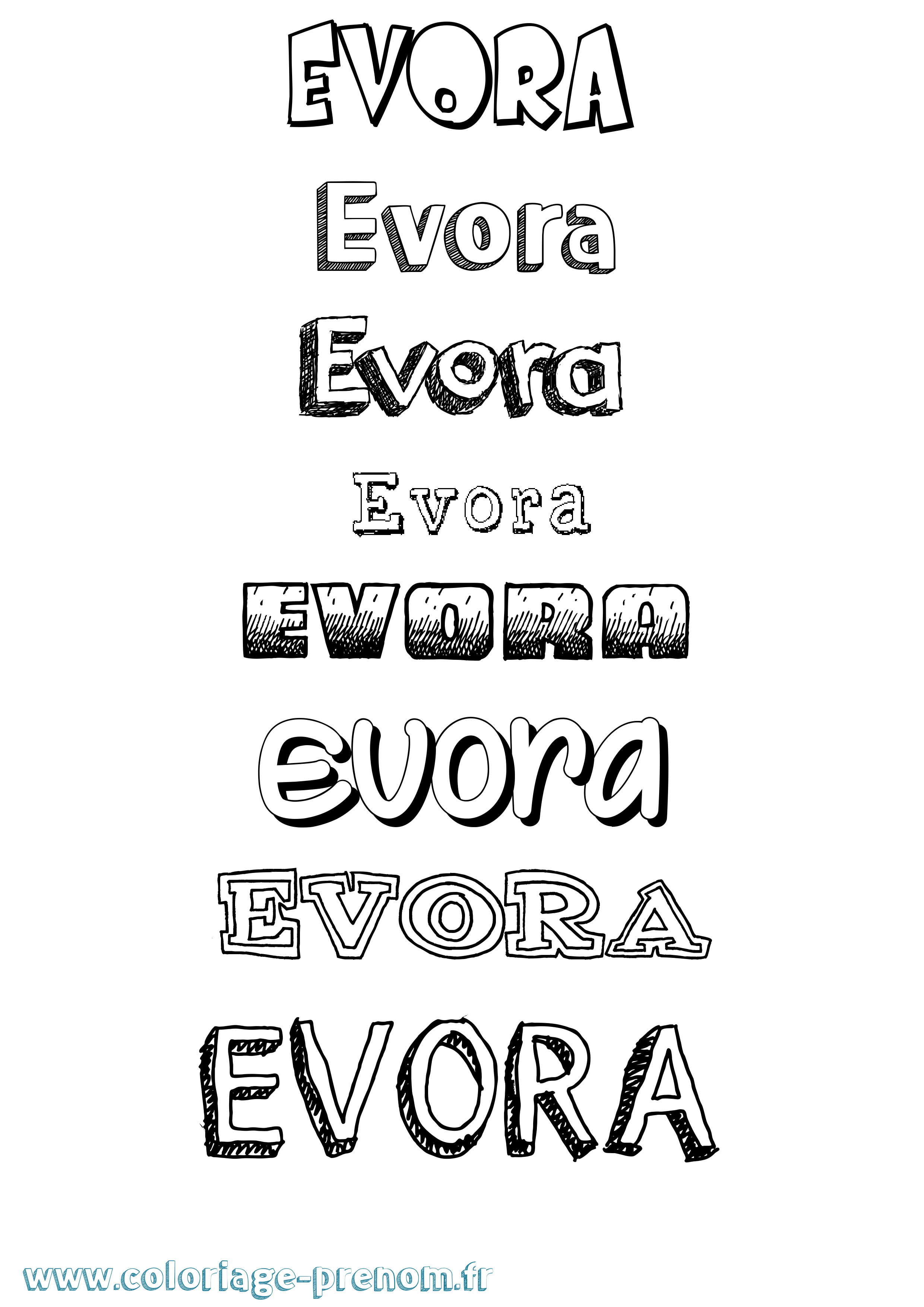 Coloriage Evora Dessiné Coloriage prénom Evora Dessiné