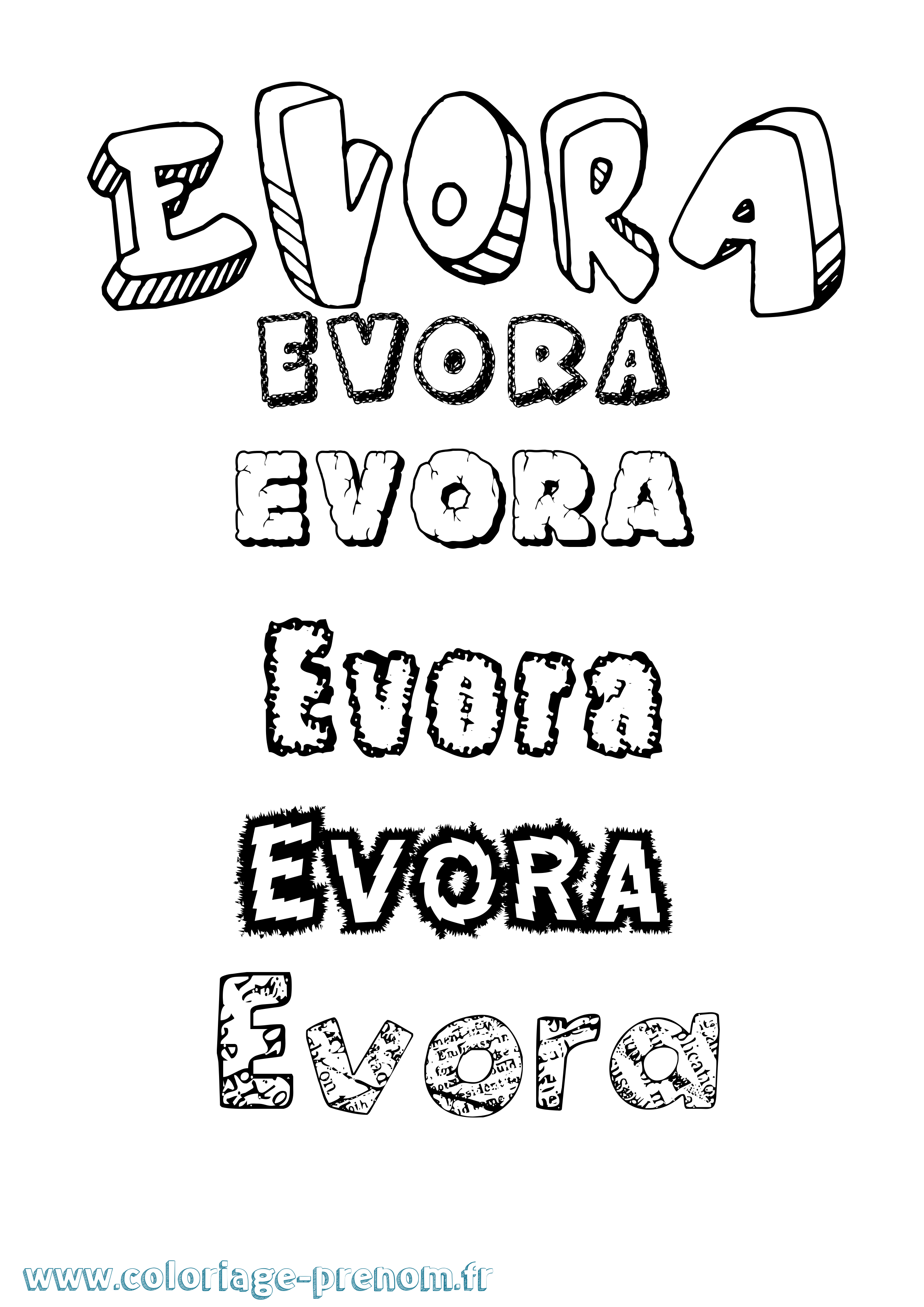 Coloriage Evora Destructuré Coloriage prénom Evora Destructuré