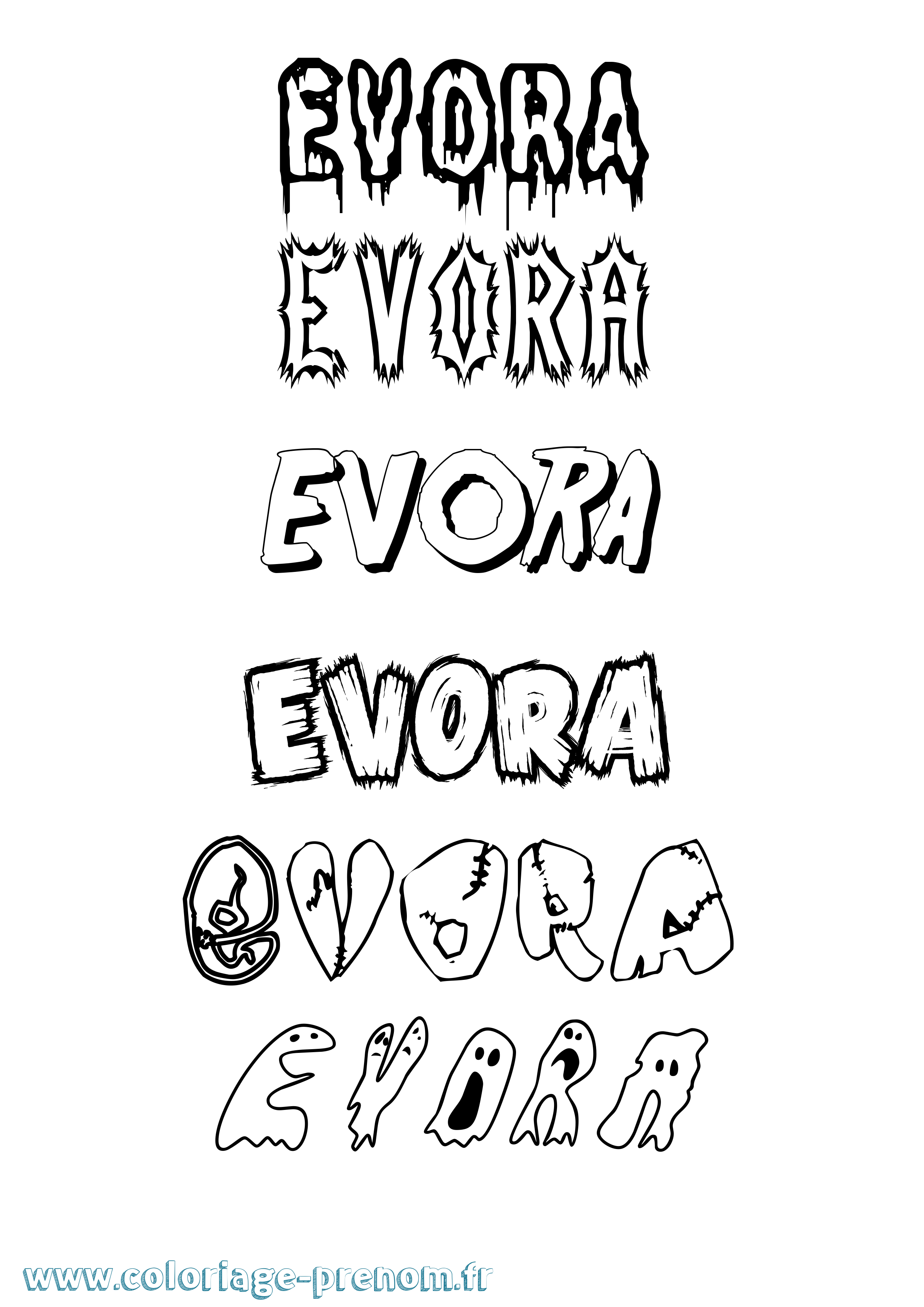 Coloriage Evora Frisson Coloriage prénom Evora Frisson