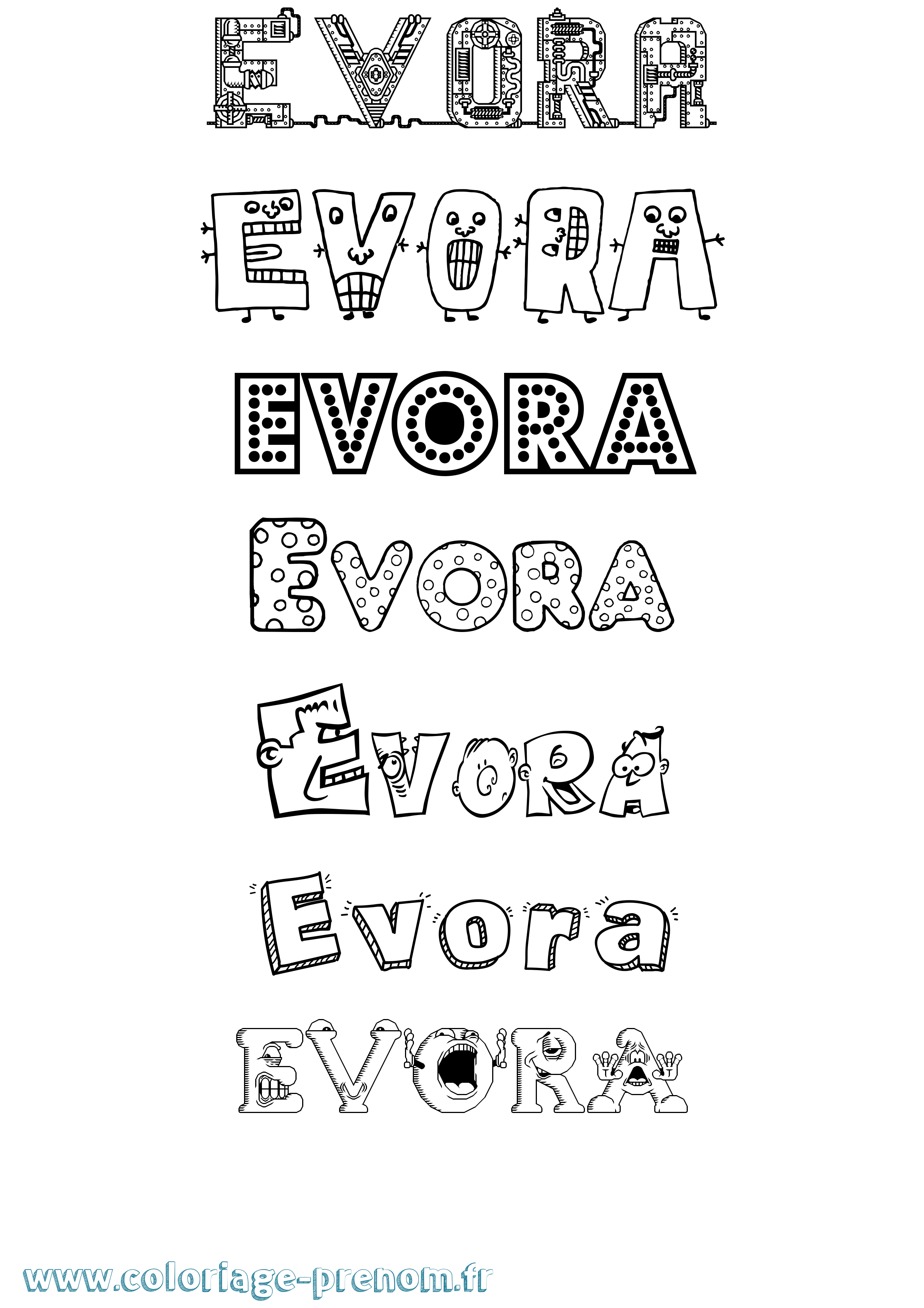 Coloriage Evora Fun Coloriage prénom Evora Fun