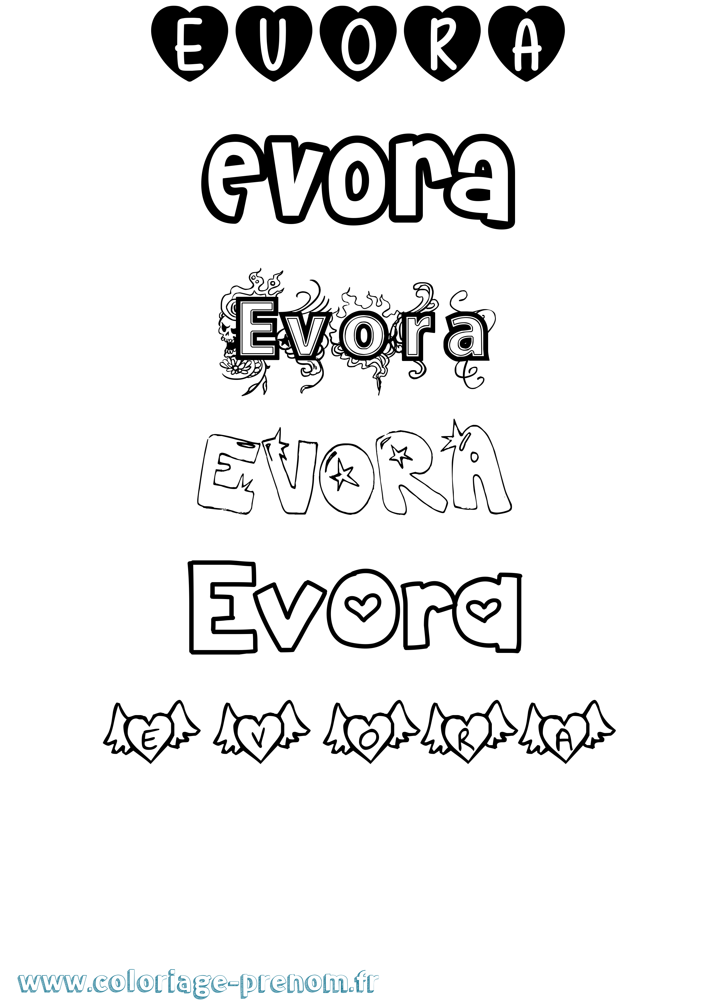 Coloriage Evora Girly Coloriage prénom Evora Girly