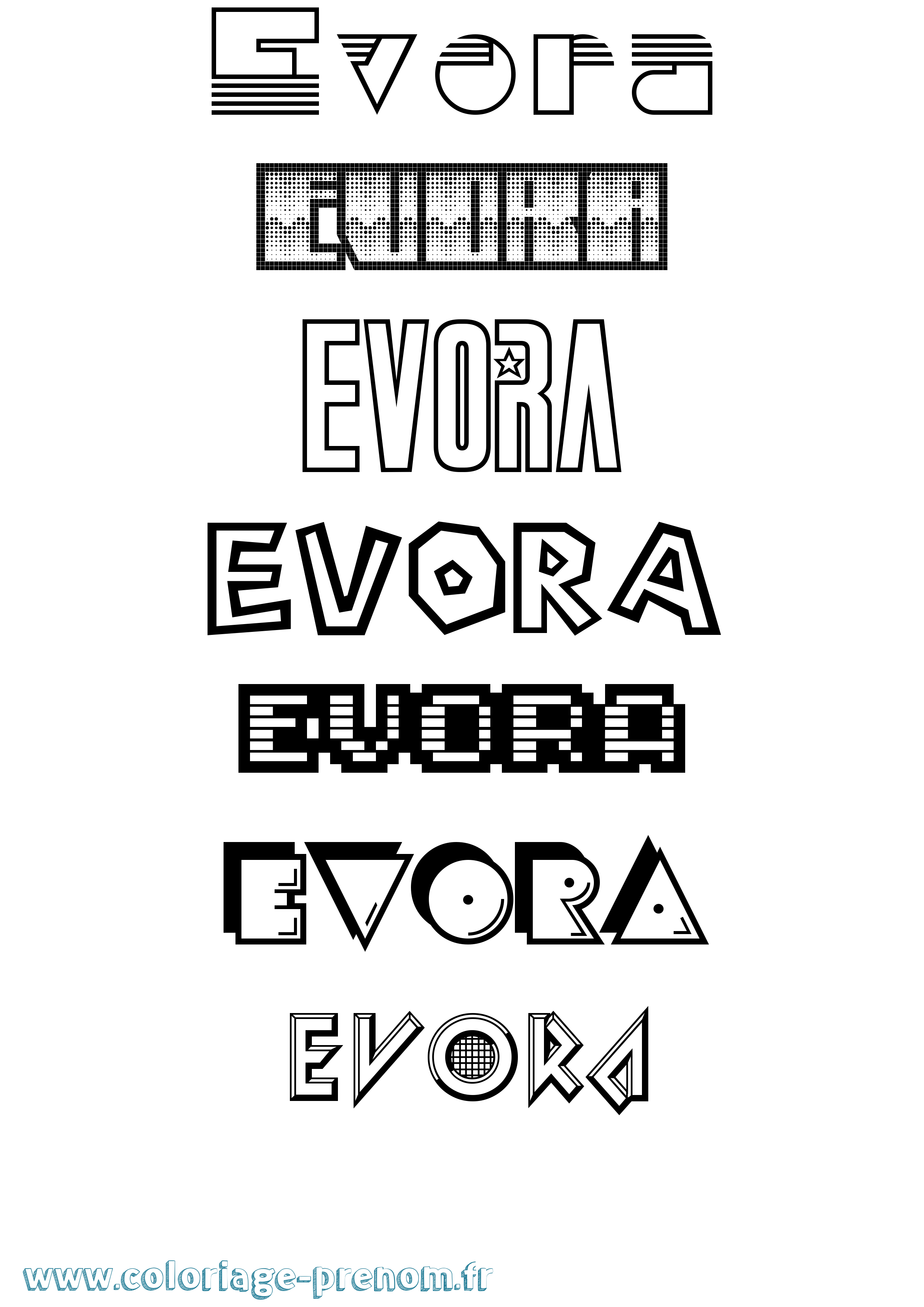 Coloriage Evora Jeux Vidéos Coloriage prénom Evora Jeux Vidéos